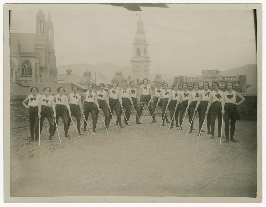 Fencing class, YWCA, Dunedin