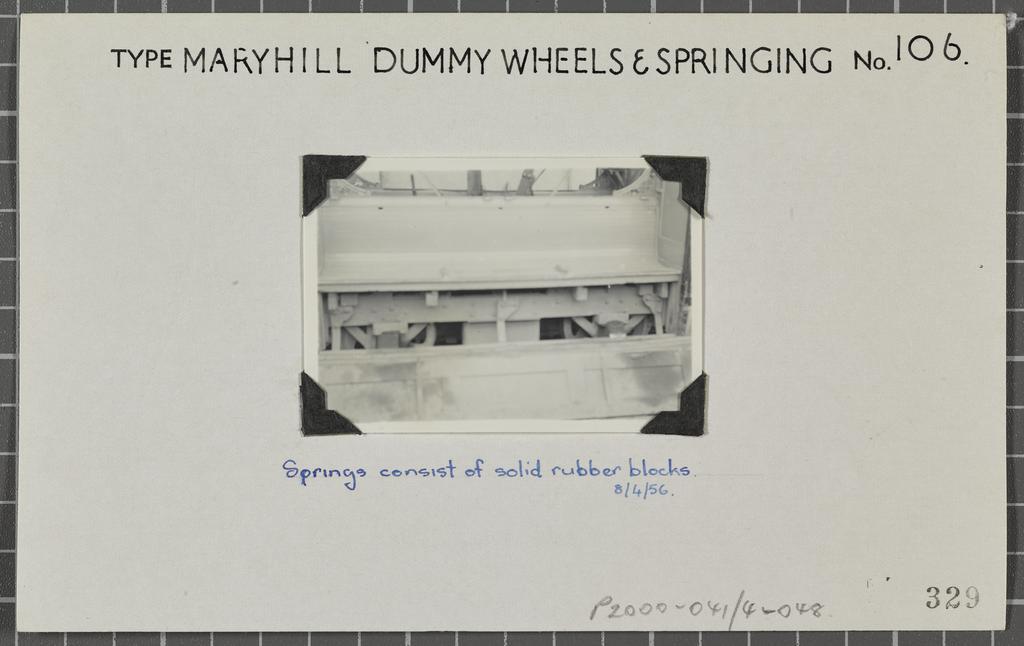 Maryhill Dummy wheels and springing, no.106