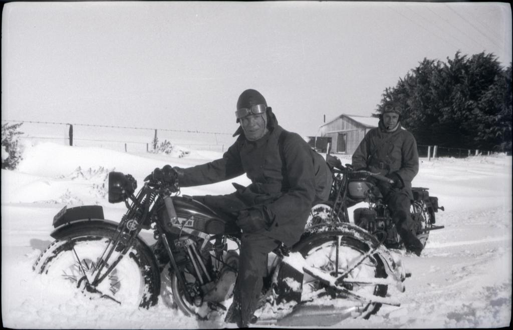 Two men on motorbikes, Deep Stream