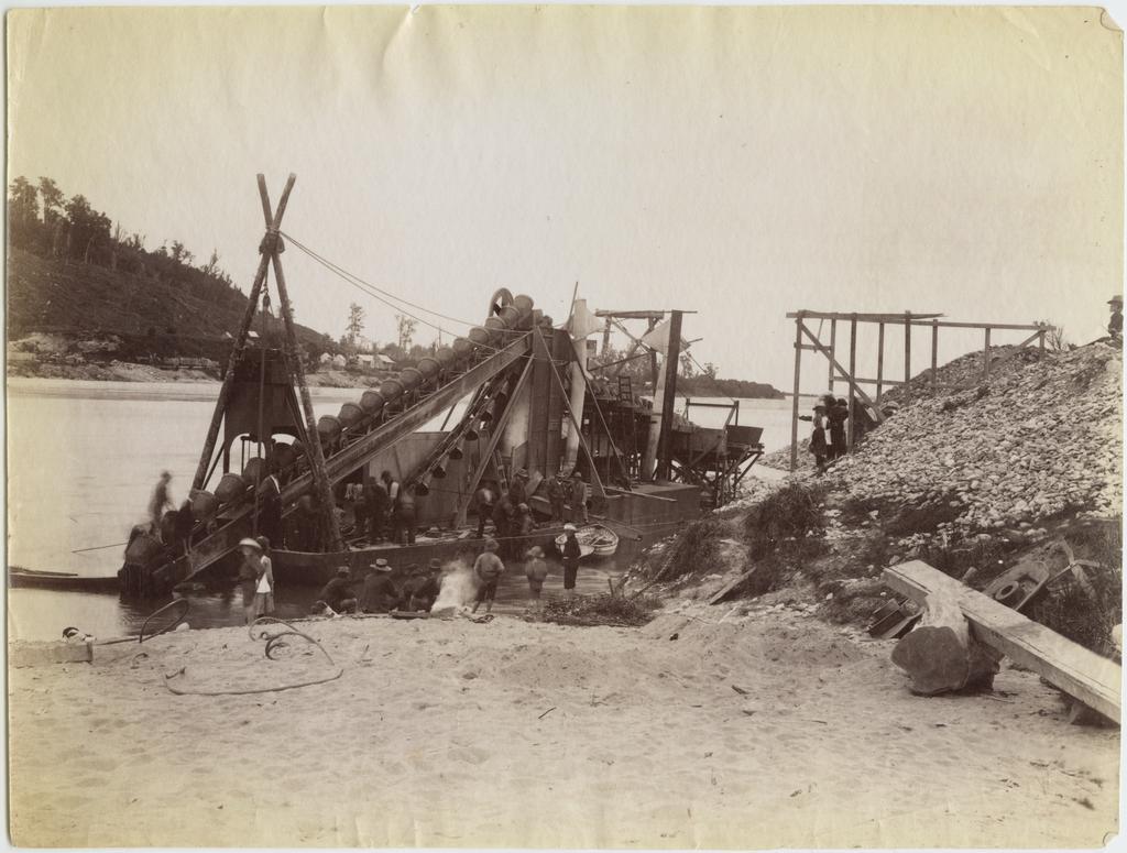 Gold dredge on the Buller River