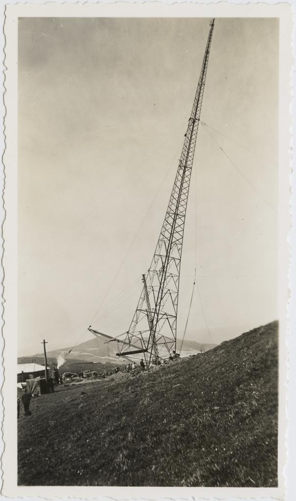 Mast almost erected
