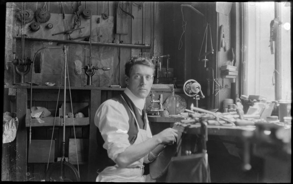 Young man in workshop