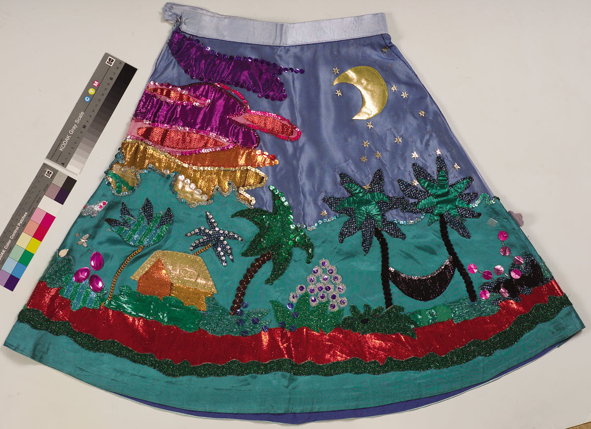 Embroidered skirt made and worn by Louise Sutherland