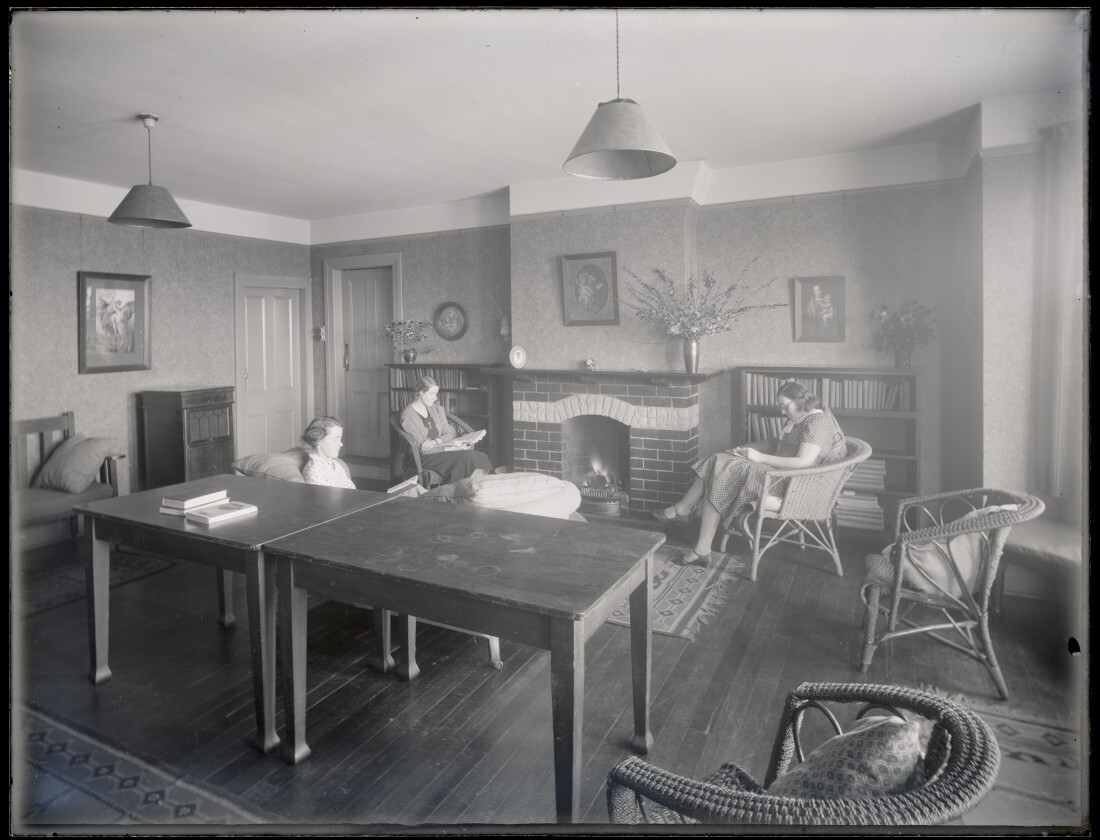 Library or reading room at Studholme Hall, School of Home Science