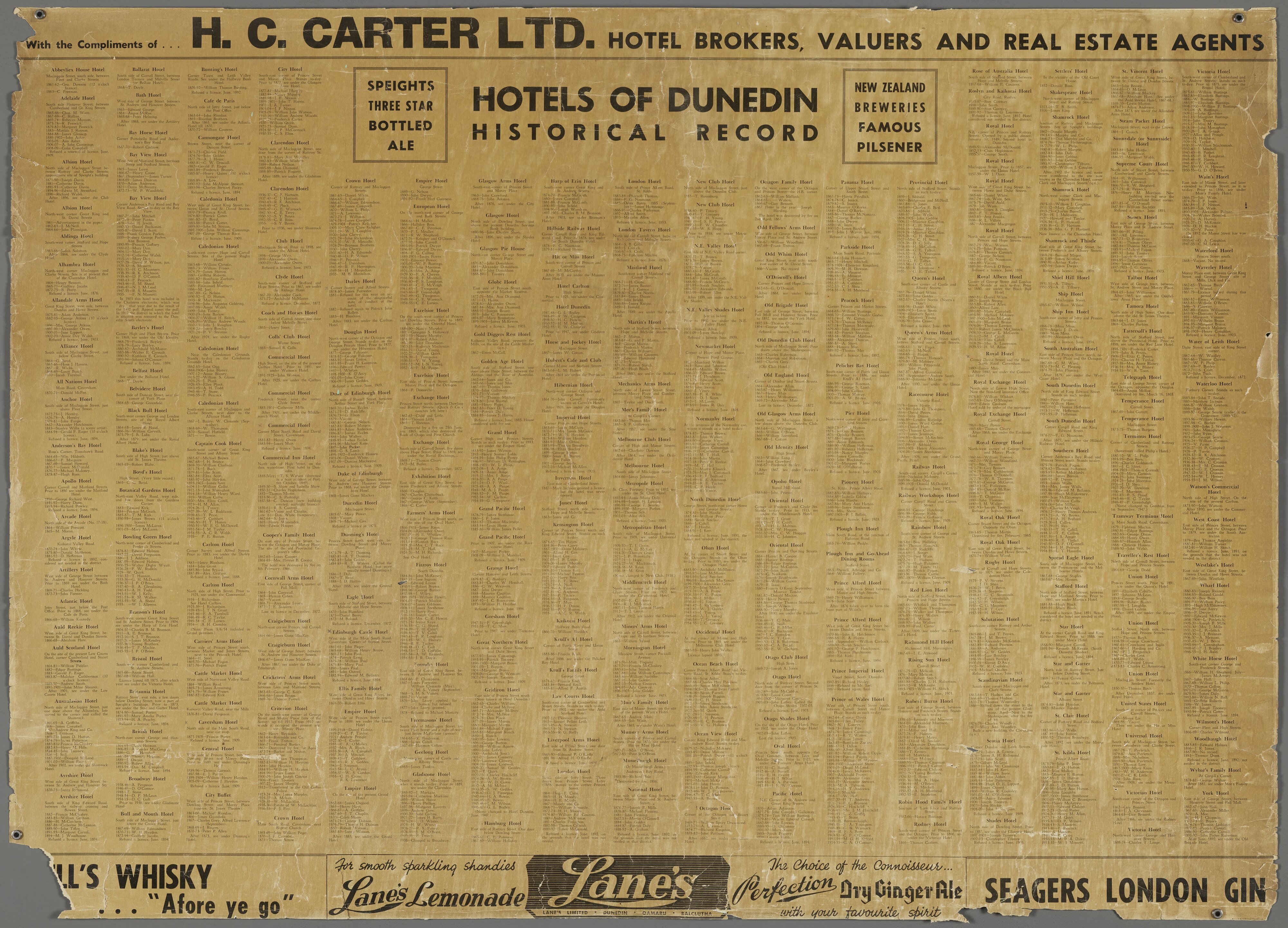 "Hotels of Dunedin Historical Record" 