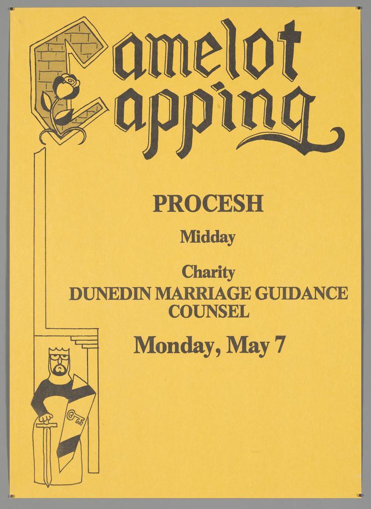 "Camelot Capping Procesh Midday Charity Dunedin Marriage Guidance Counsel Monday, May 7"