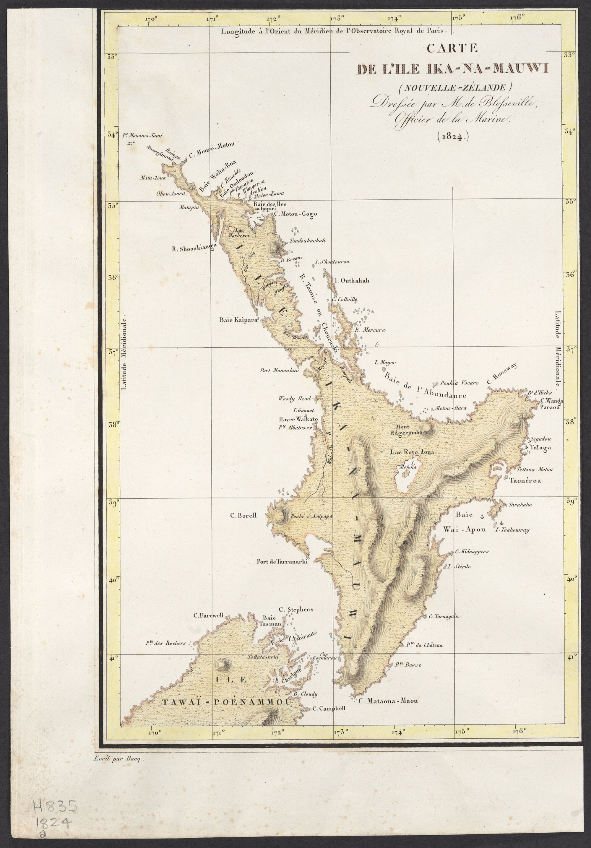 Carte de l'Ile Ika-Na-Mauwi (Nouvelle-Z&eacute;lande)