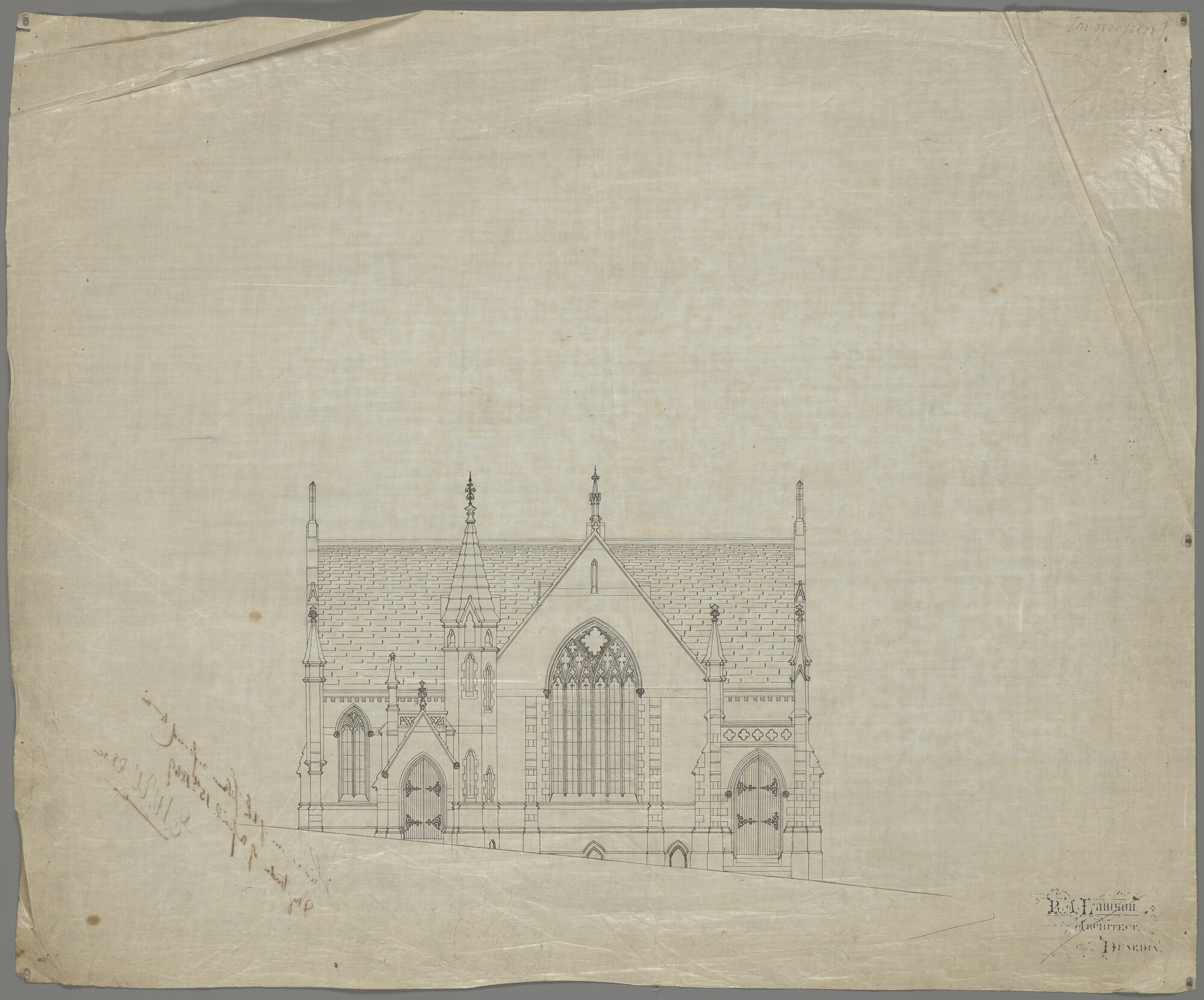 Trinity Wesleyan Church, plan for church building, front elevation