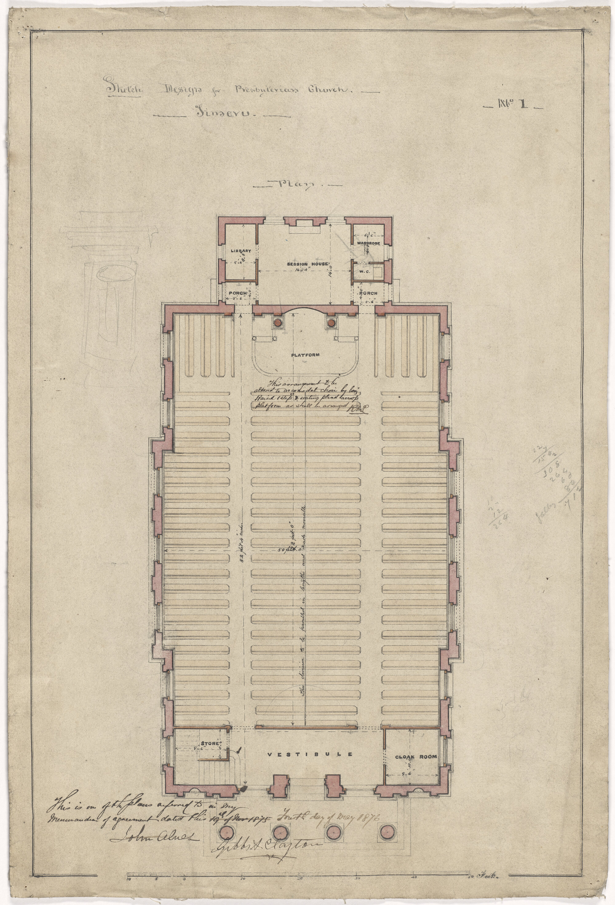 Trinity Presbyterian Church, Timaru, floor plan for church building