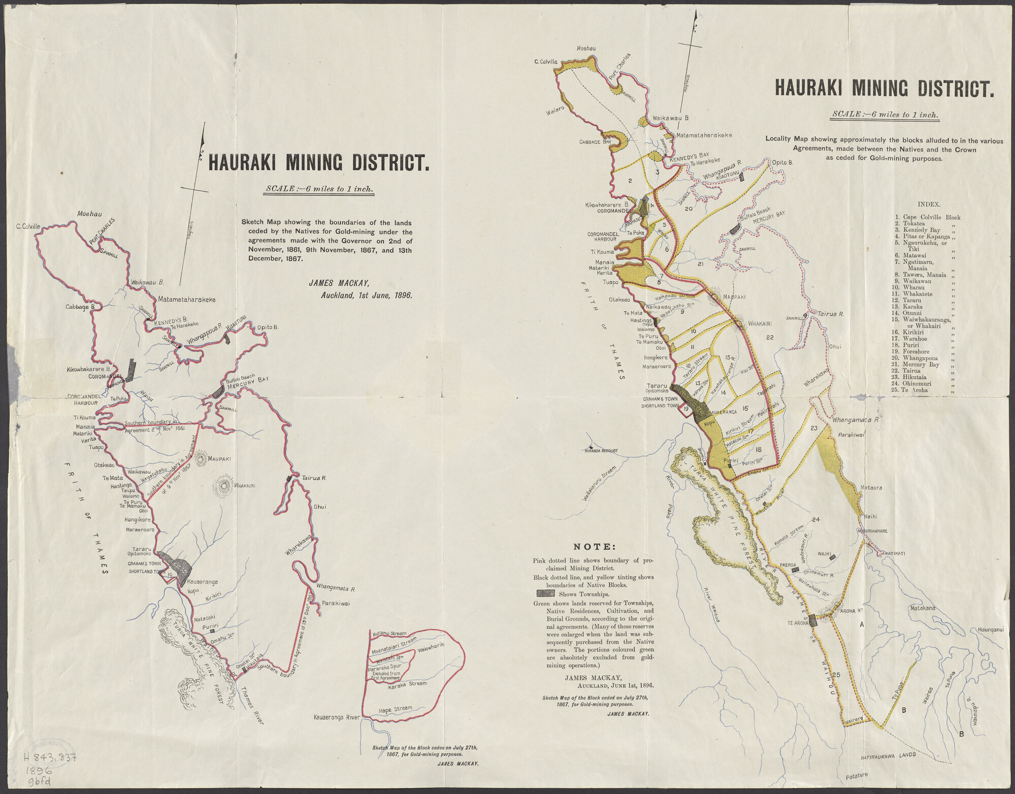 Two Maps: (1) Hauraki Mining District. Sketch Map...; (2) Hauraki Mining District. Locality Map...