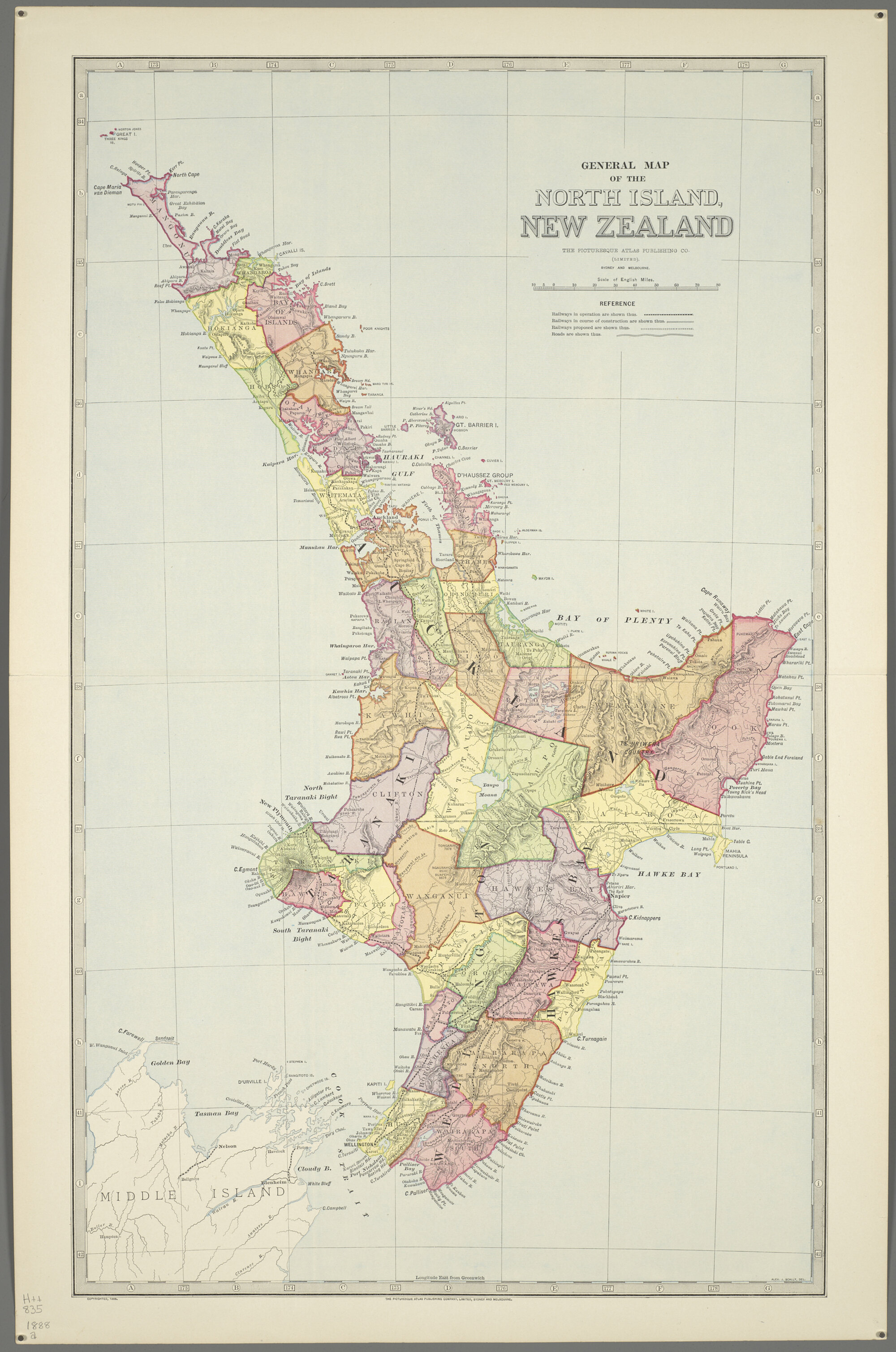 General Map of the North Island, New Zealand