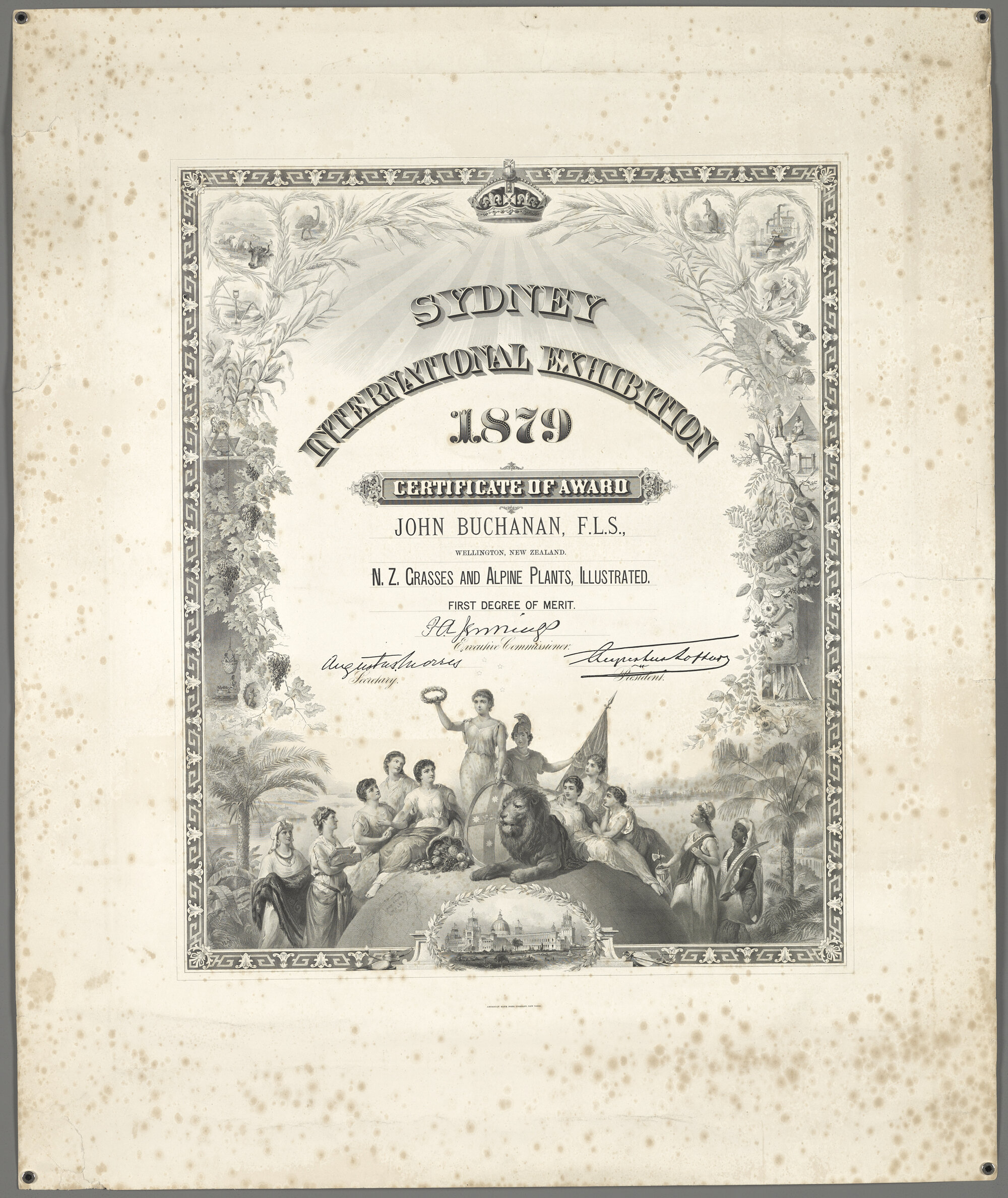 "Sydney International Exhibition 1879 Certificate of Award"