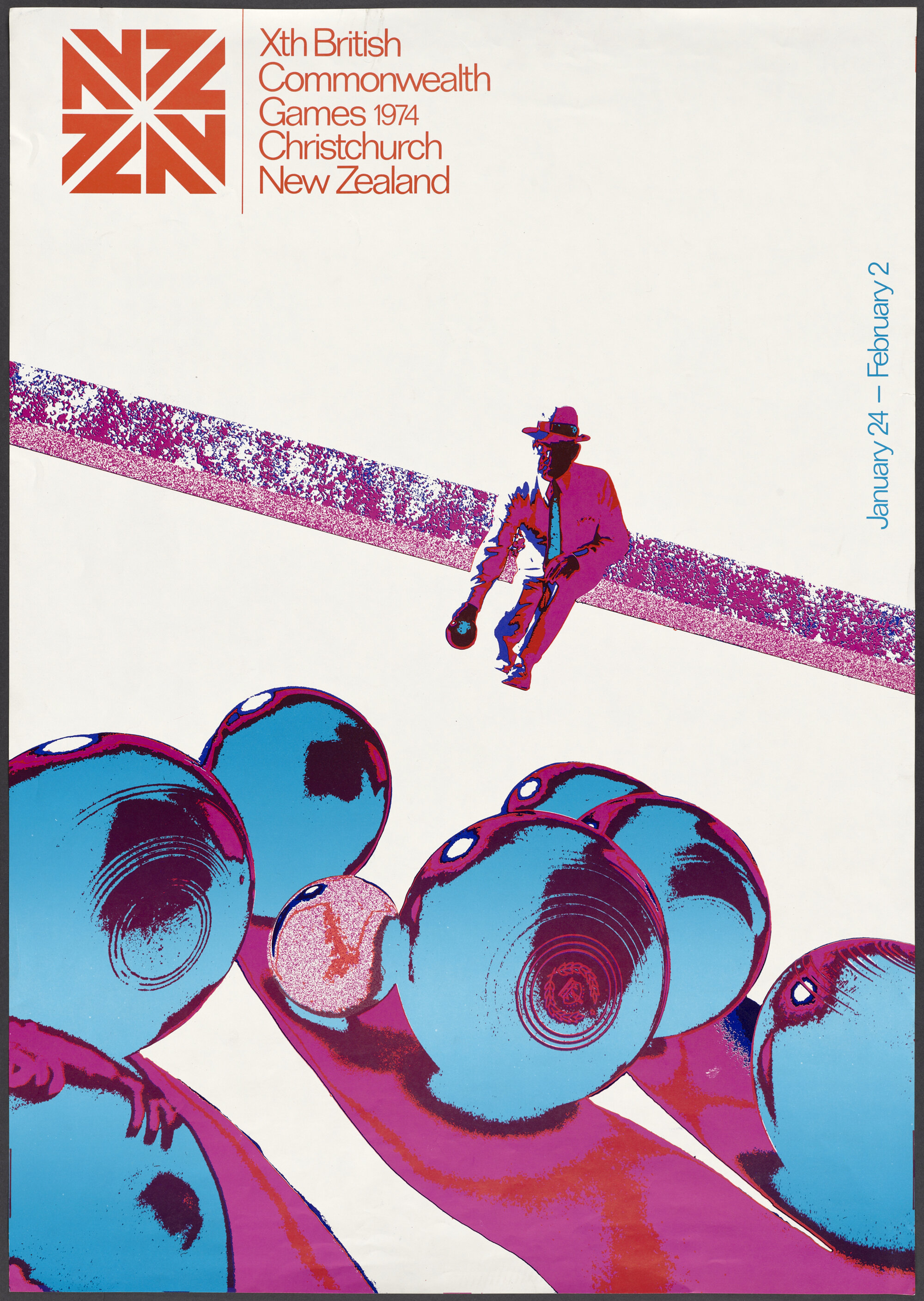 "Xth British Commonwealth Games 1974 Christchurch New Zealand January 24 - February 2" [Lawn Bowling]