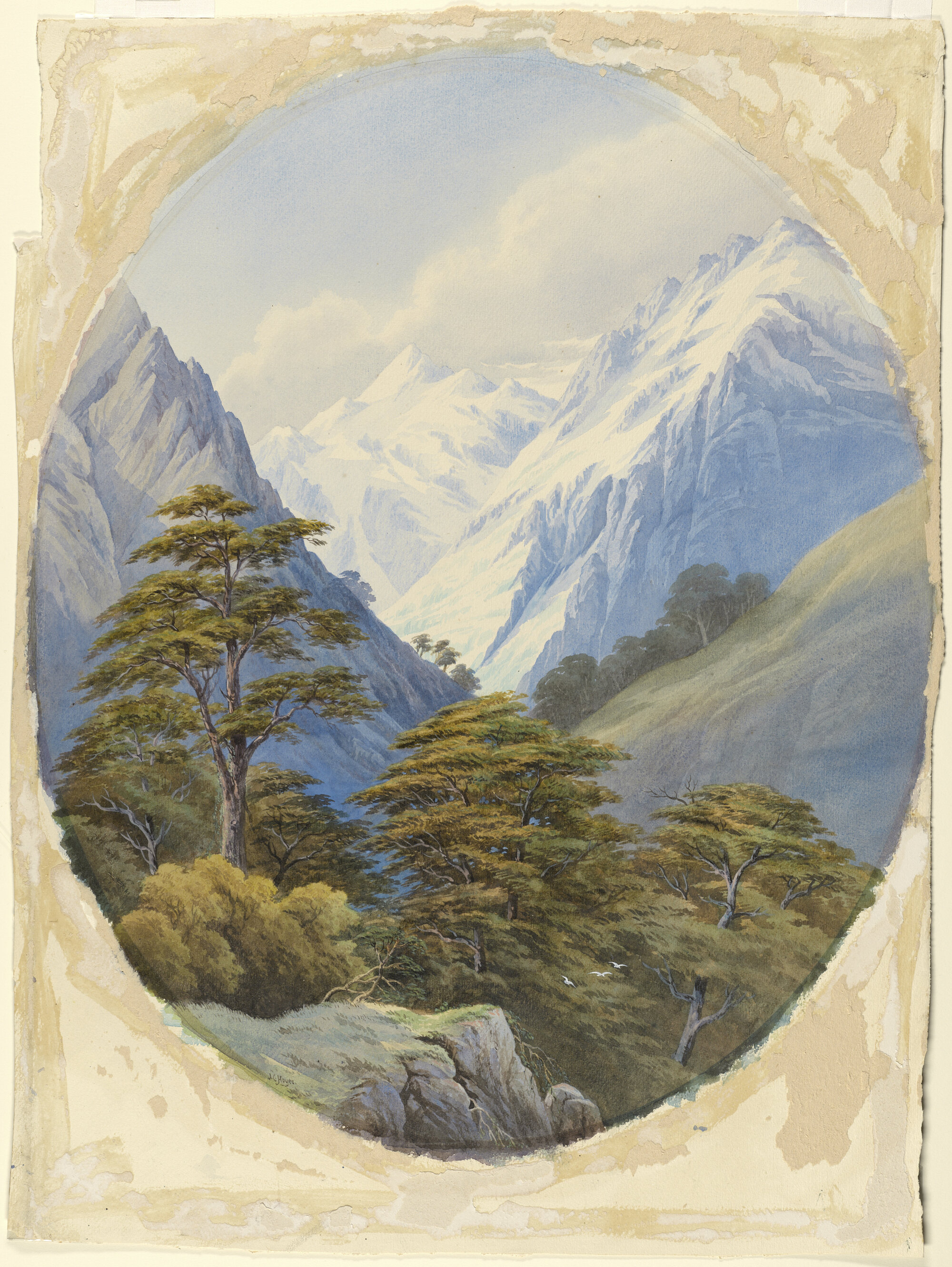 [View of Mt La Perouse from the West Coast, slopes of Mt Cook on right]