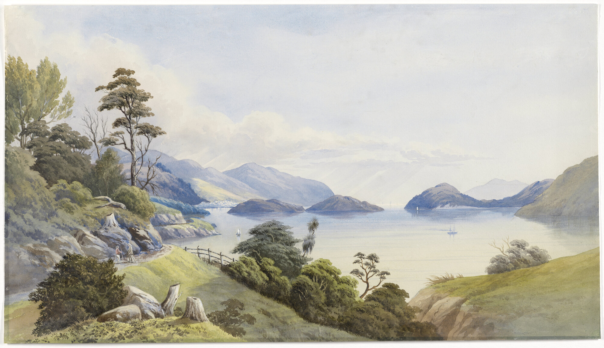 Entrance to Dunedin Bay Otago from above Burke&rsquo;s brewery