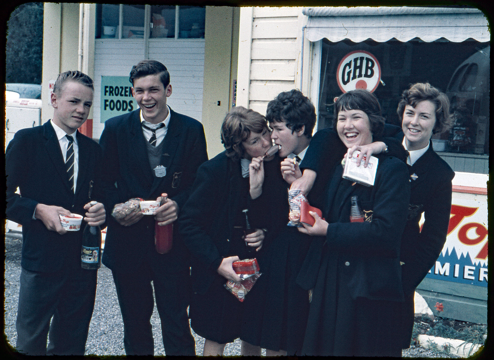 Tokomairiro District High School pupils outside the Tarras store
