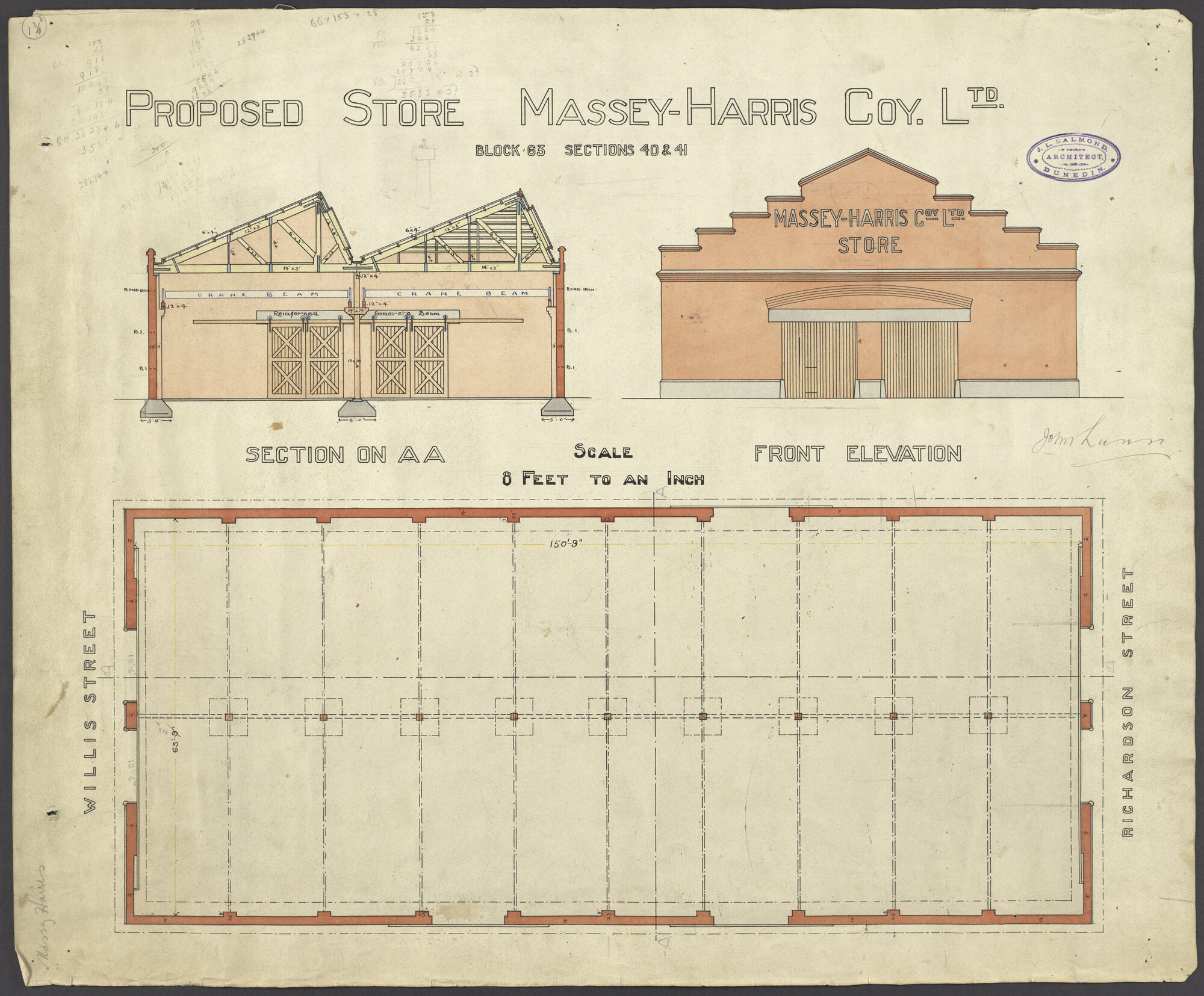 Massey Harris Company Limited, plans for store building, Willis and ...