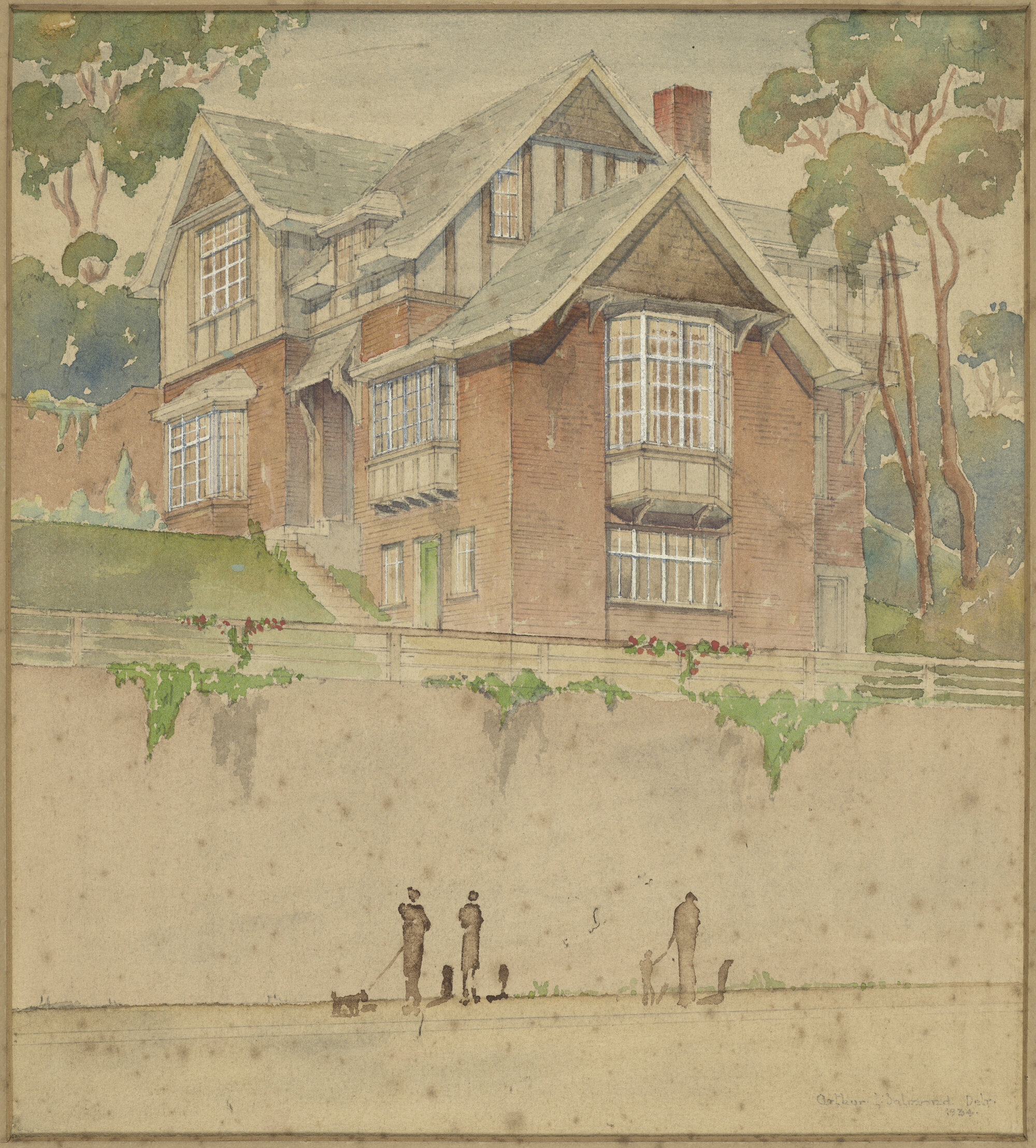 [Professor David Renfrew White], perspective drawing of residence, [114] St David Street, Dunedin 