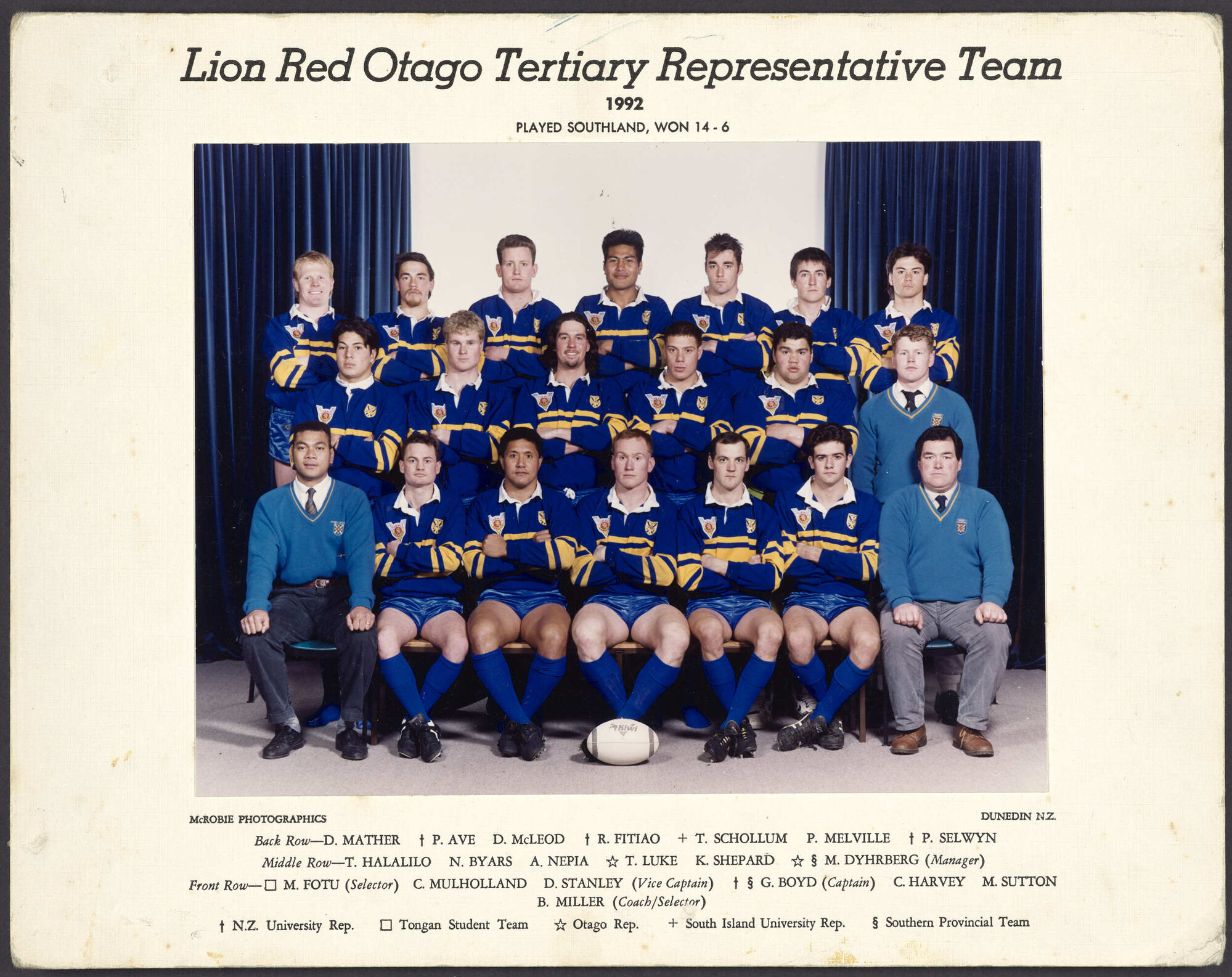 Lion Red Otago Tertiary Representative Team