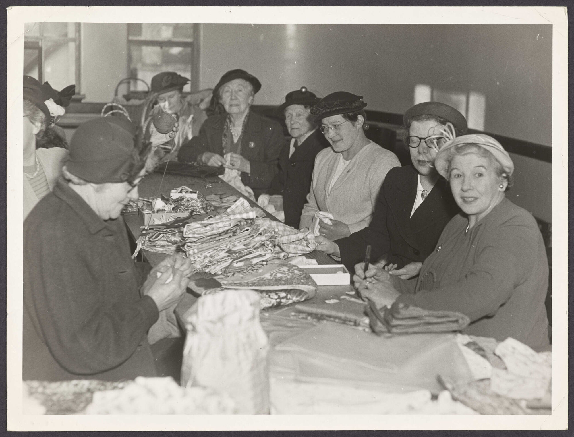 St John Ambulance Association Ladies' Guild members with handcrafts