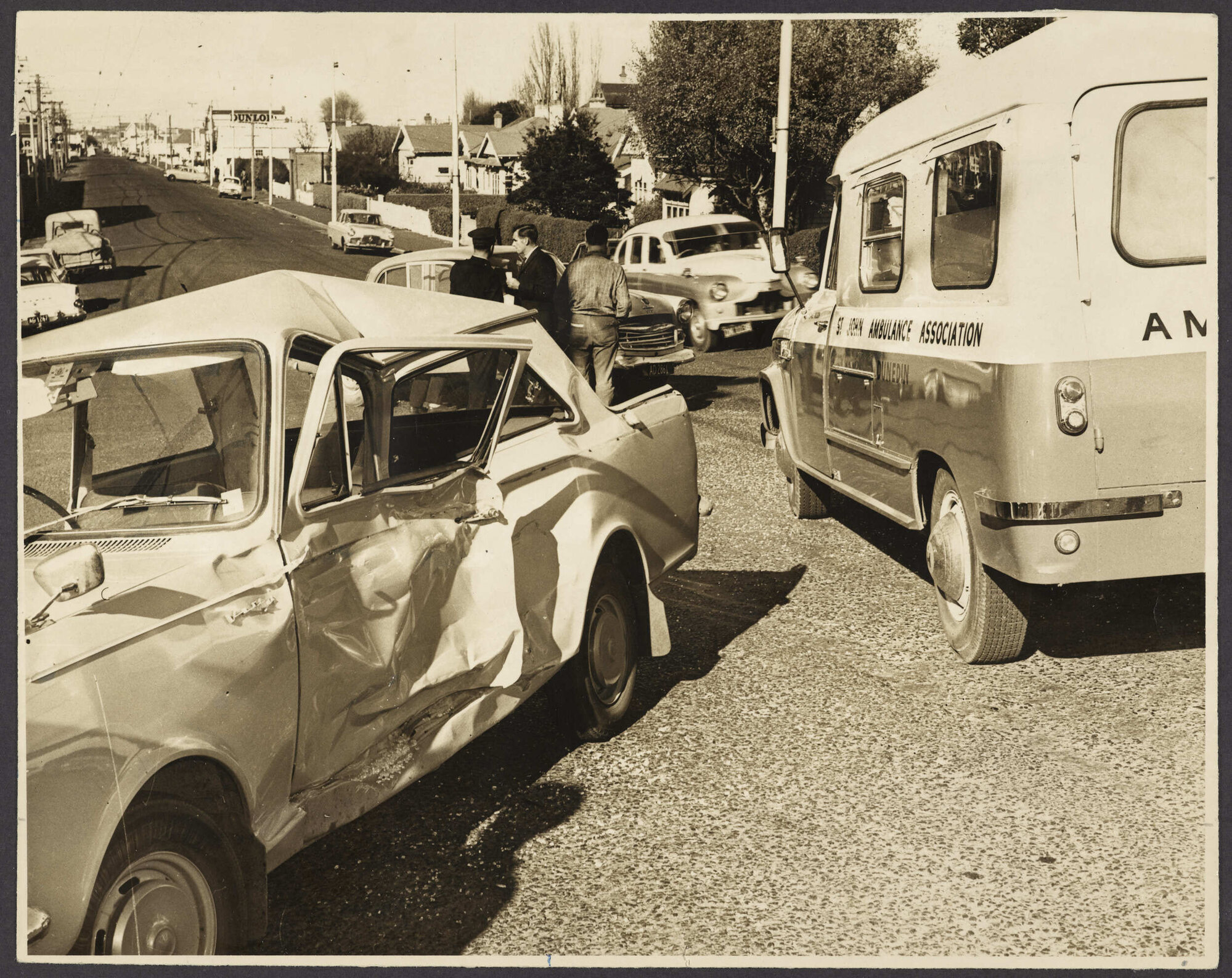 Ambulance at traffic accident site