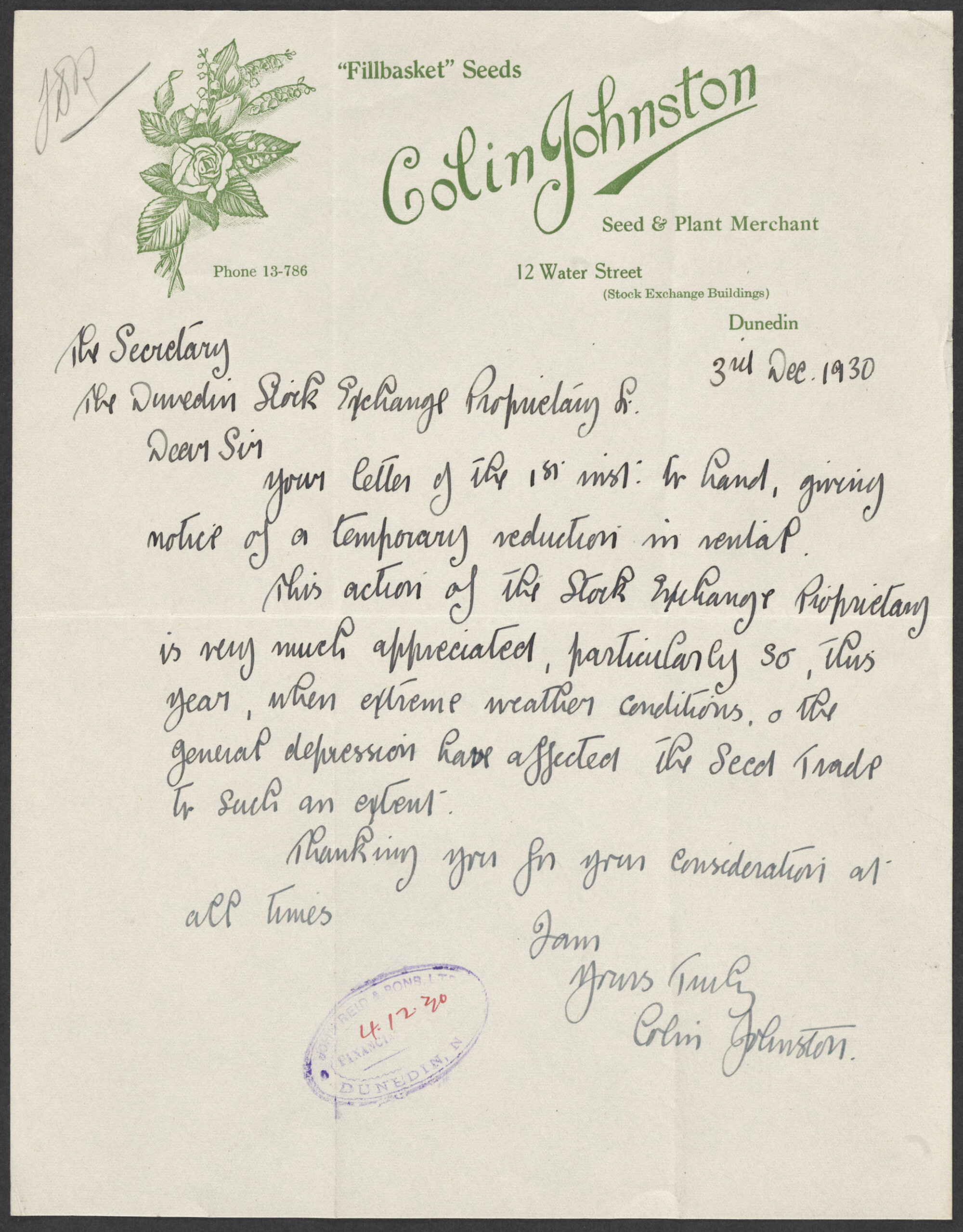 Colin Johnston letterhead