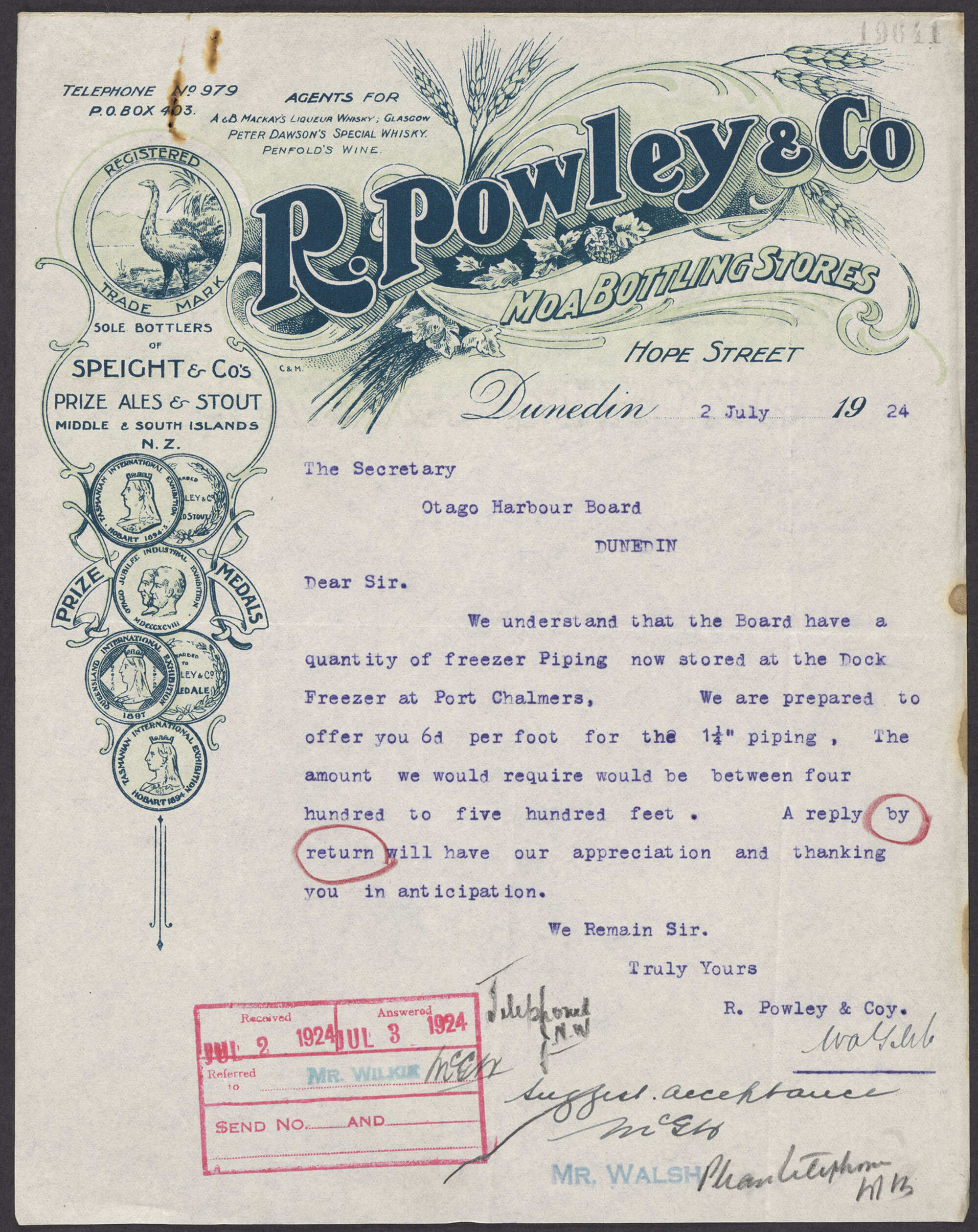 R. Powley and Company letterhead