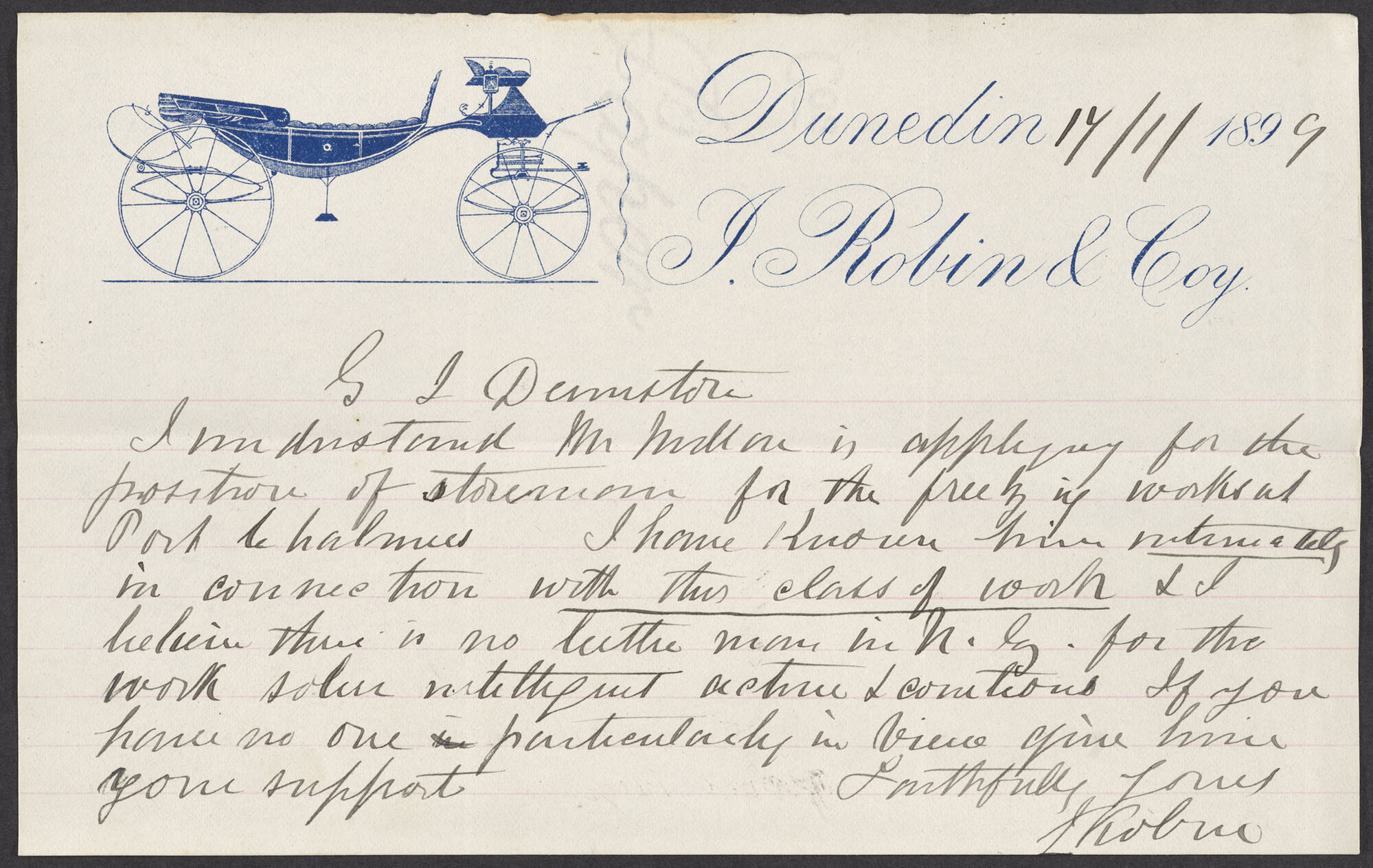 J. Robin and Company letterhead