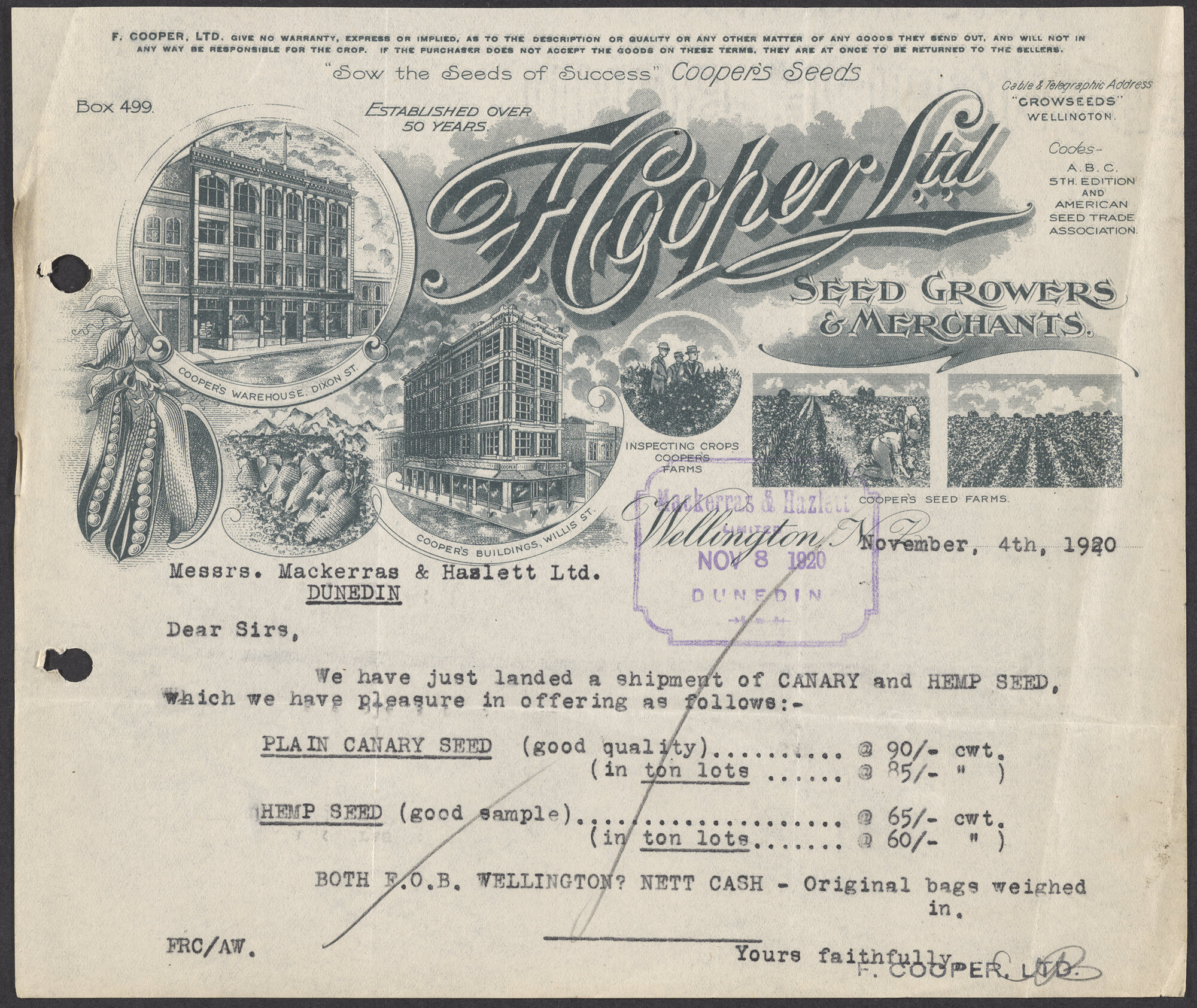 F. Cooper Limited letterhead