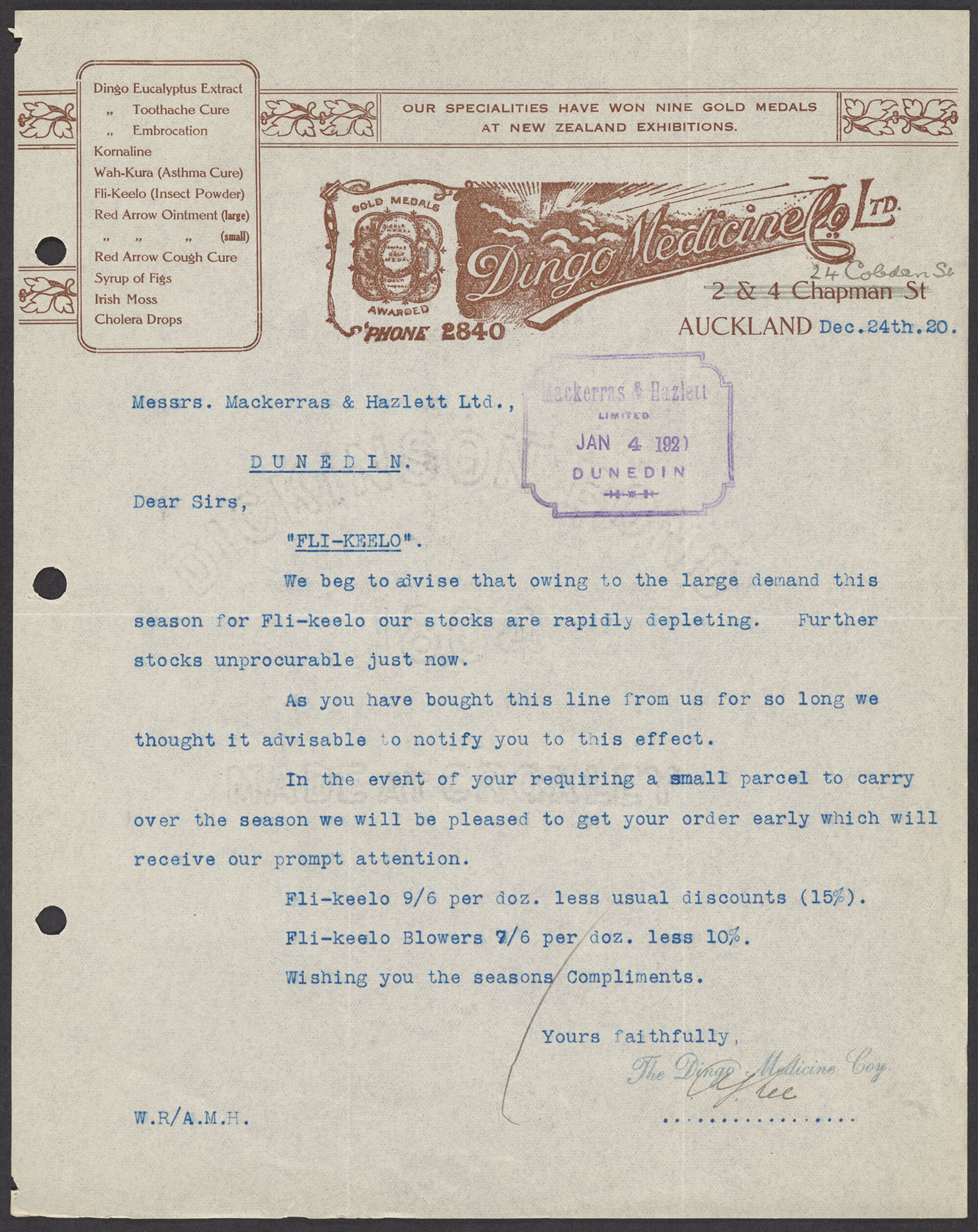 Dingo Medicine Company letterhead