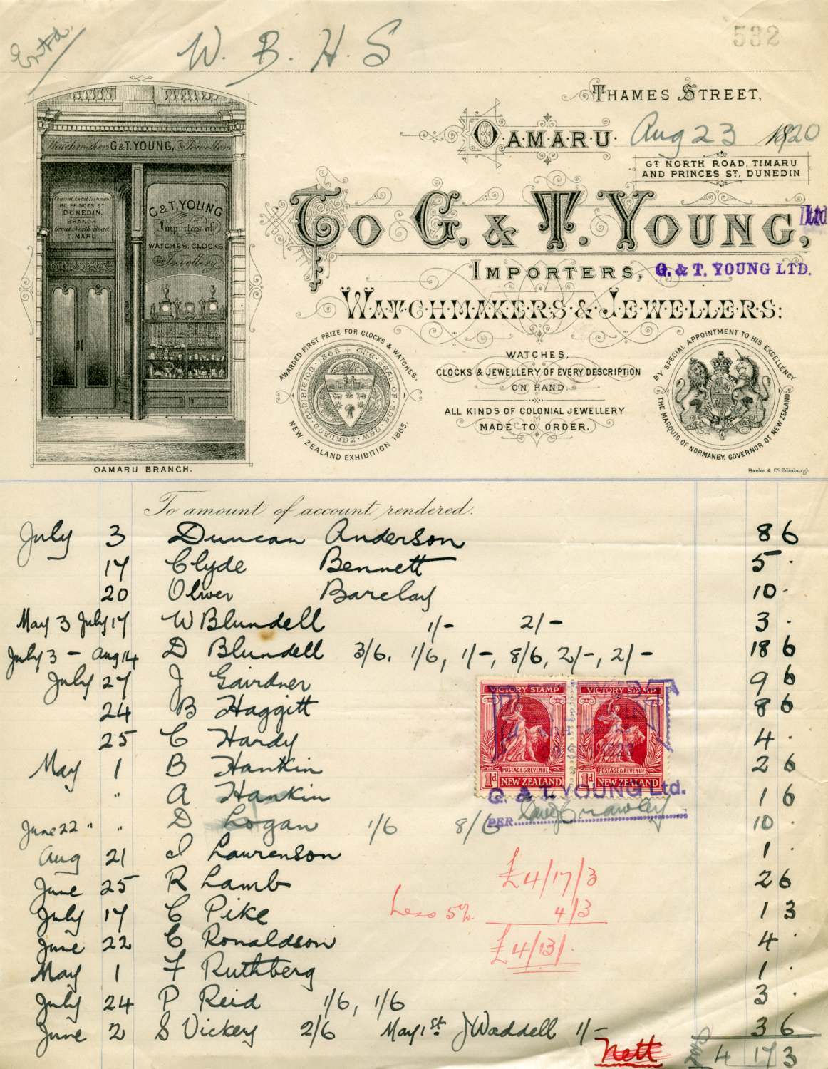 G. &amp; T. Young, Oamaru, billhead