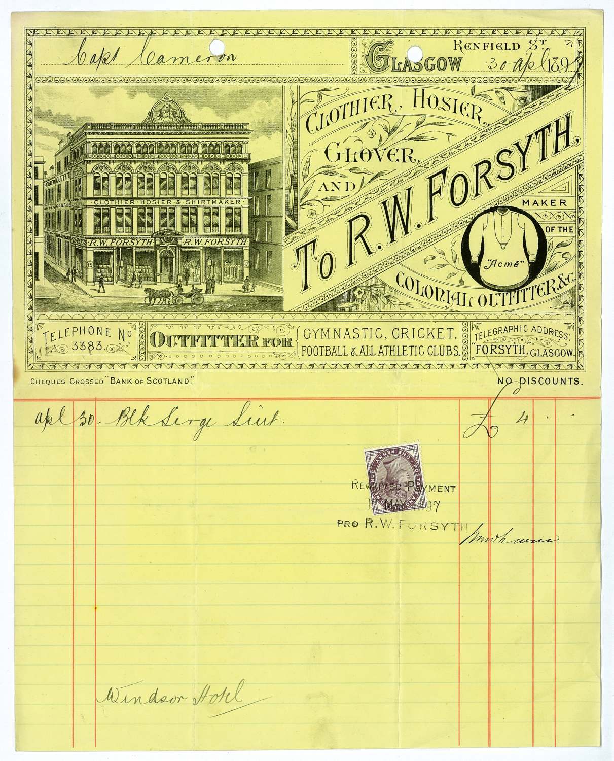 R.W. Forsyth billhead