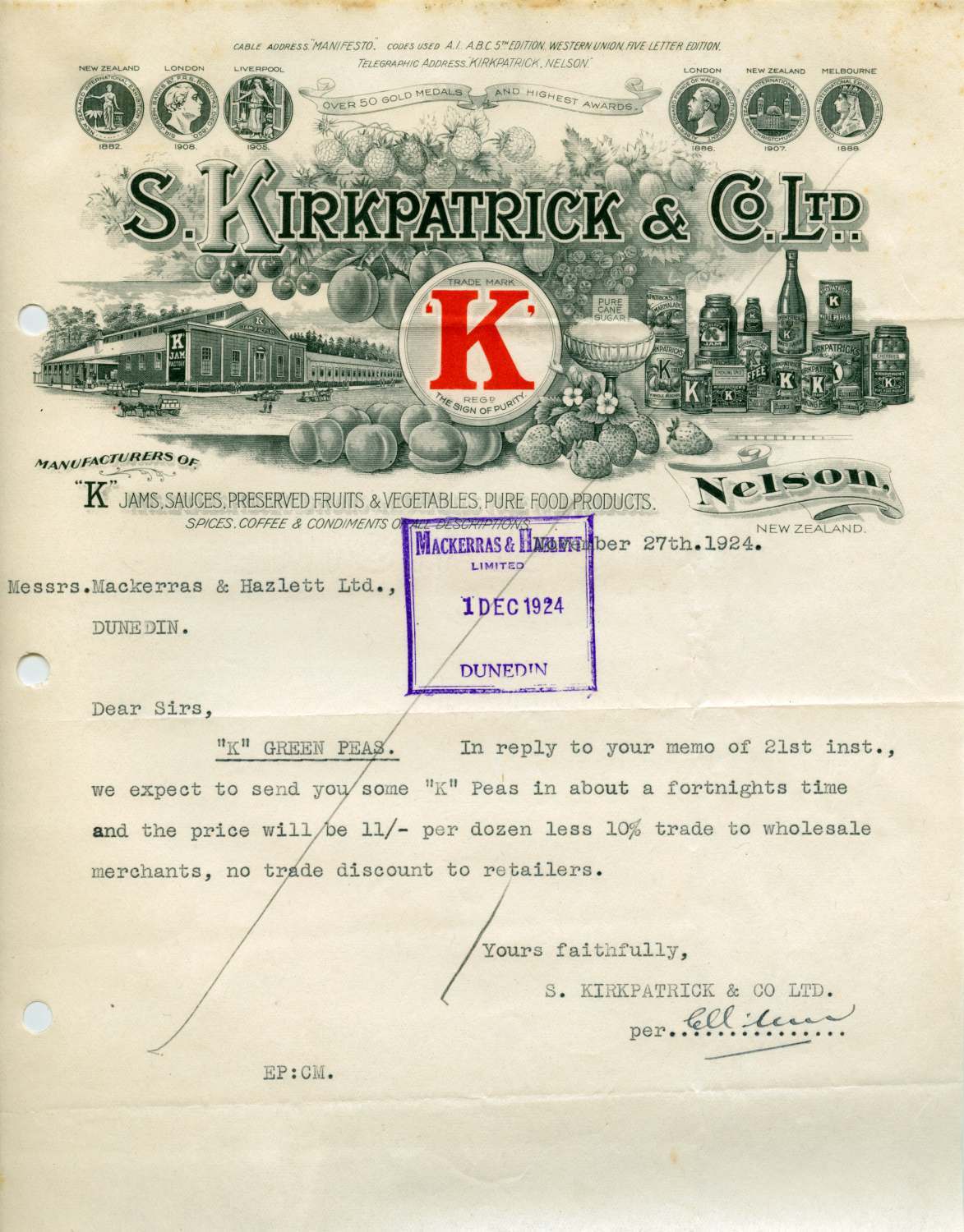 S. Kirkpatrick and Company Limited letterhead