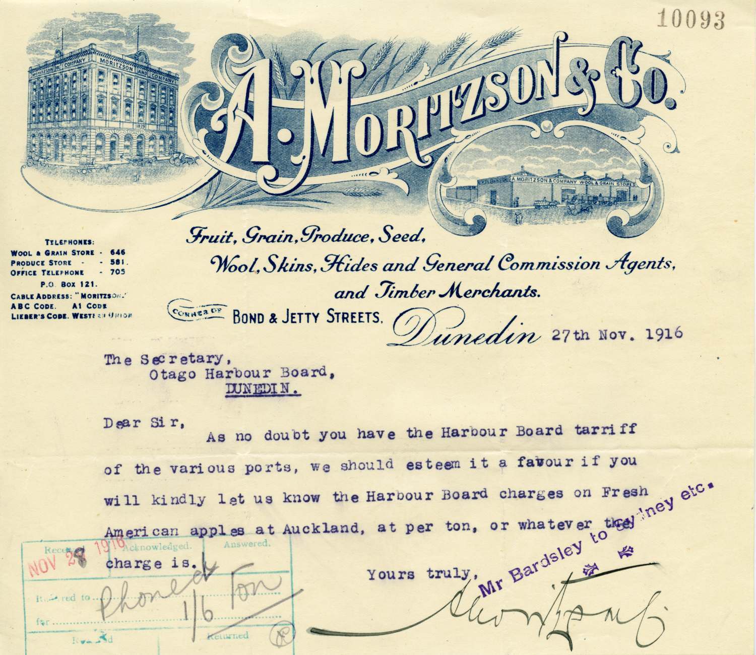 A. Moritzson and Company letterhead