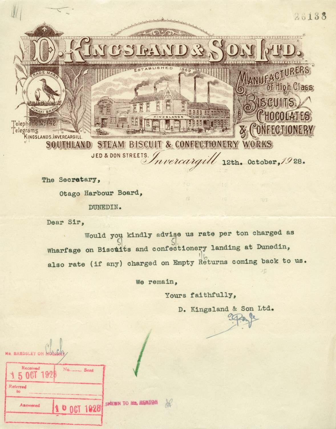 D. Kingsland and Son Limited letterhead
