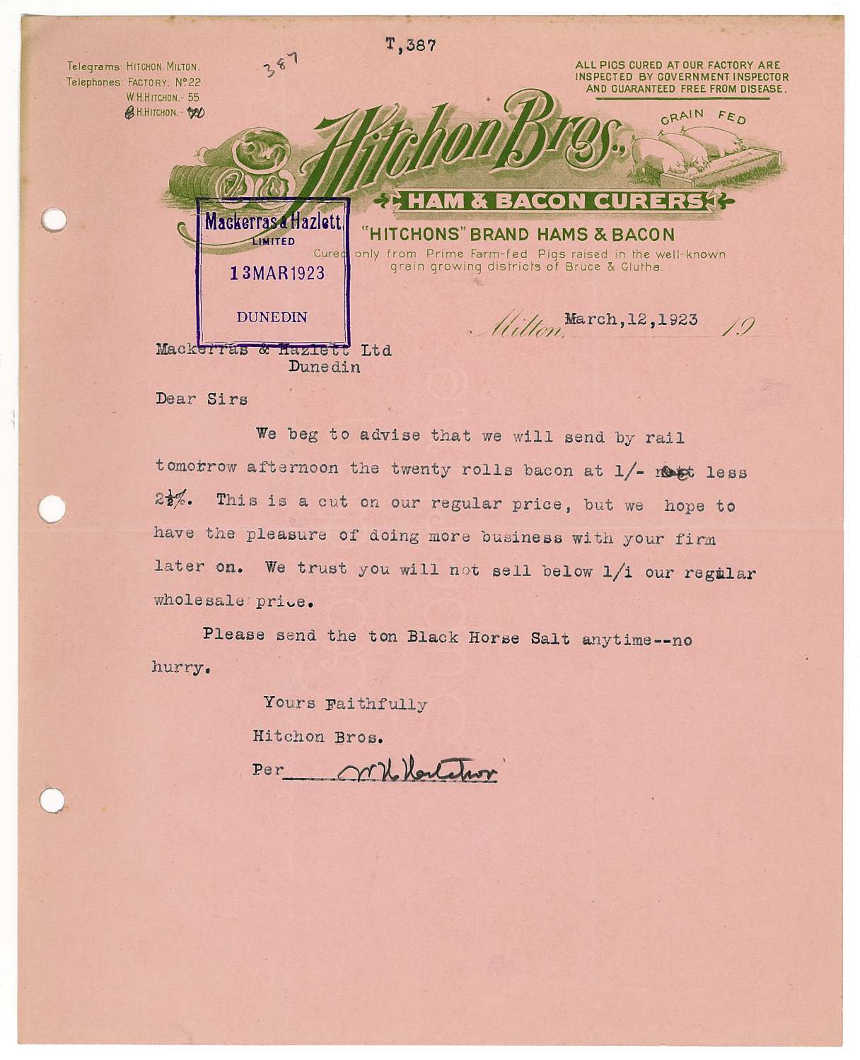 Hitchon Brothers letterhead