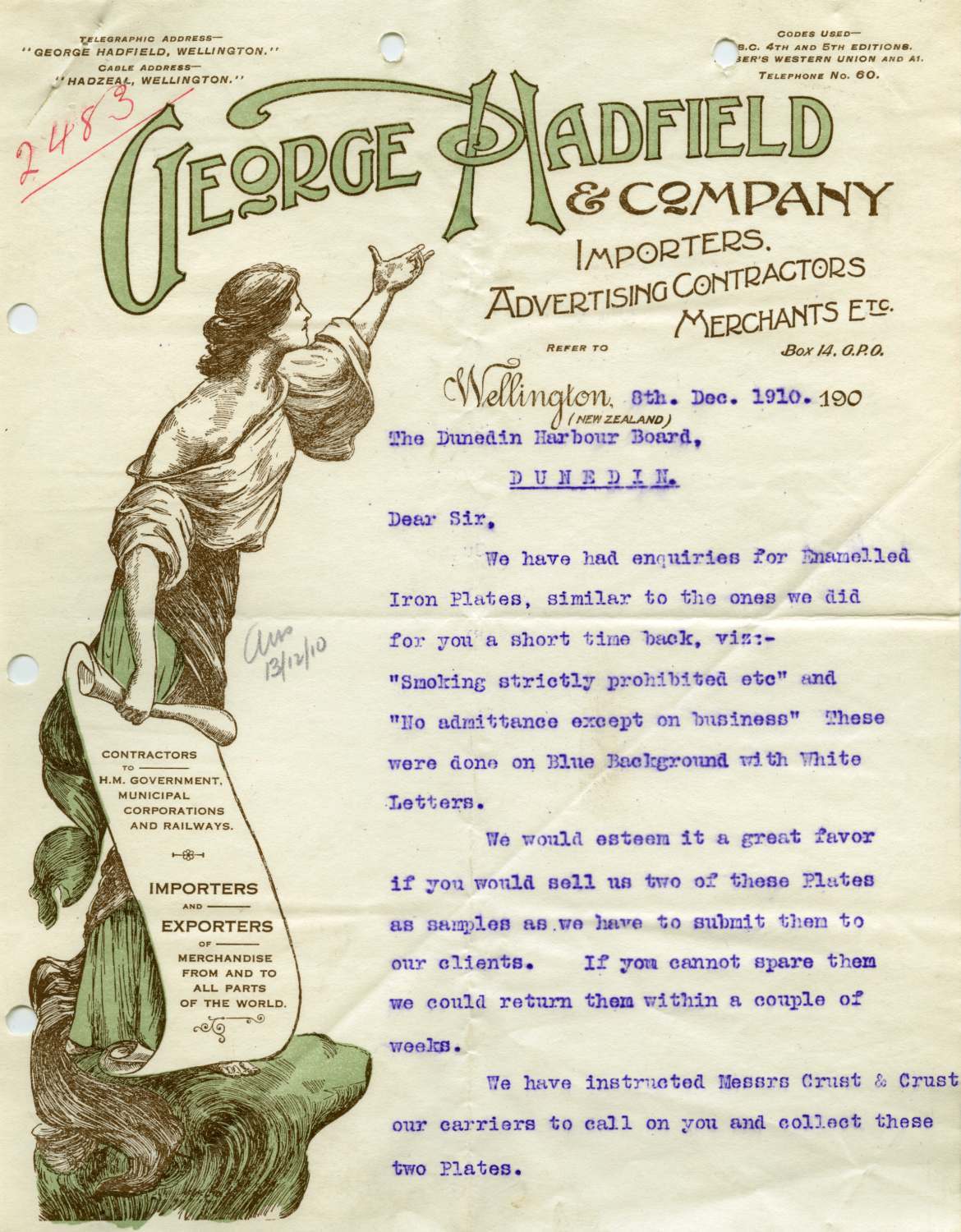 George Hadfield and Company letterhead