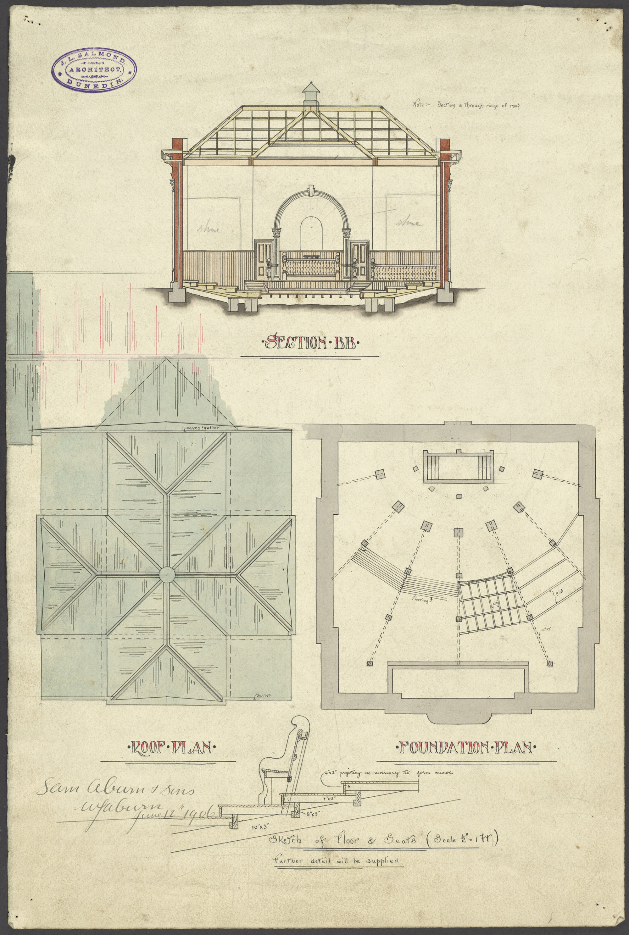 Caversham Baptist Church, plan for church building, South Road, Caversham