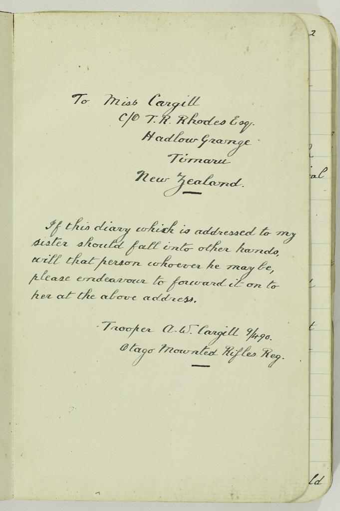 World War I diary of Arthur W. Cargill