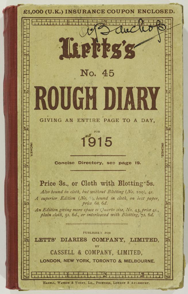 World War I diary of Arthur Bauchop
