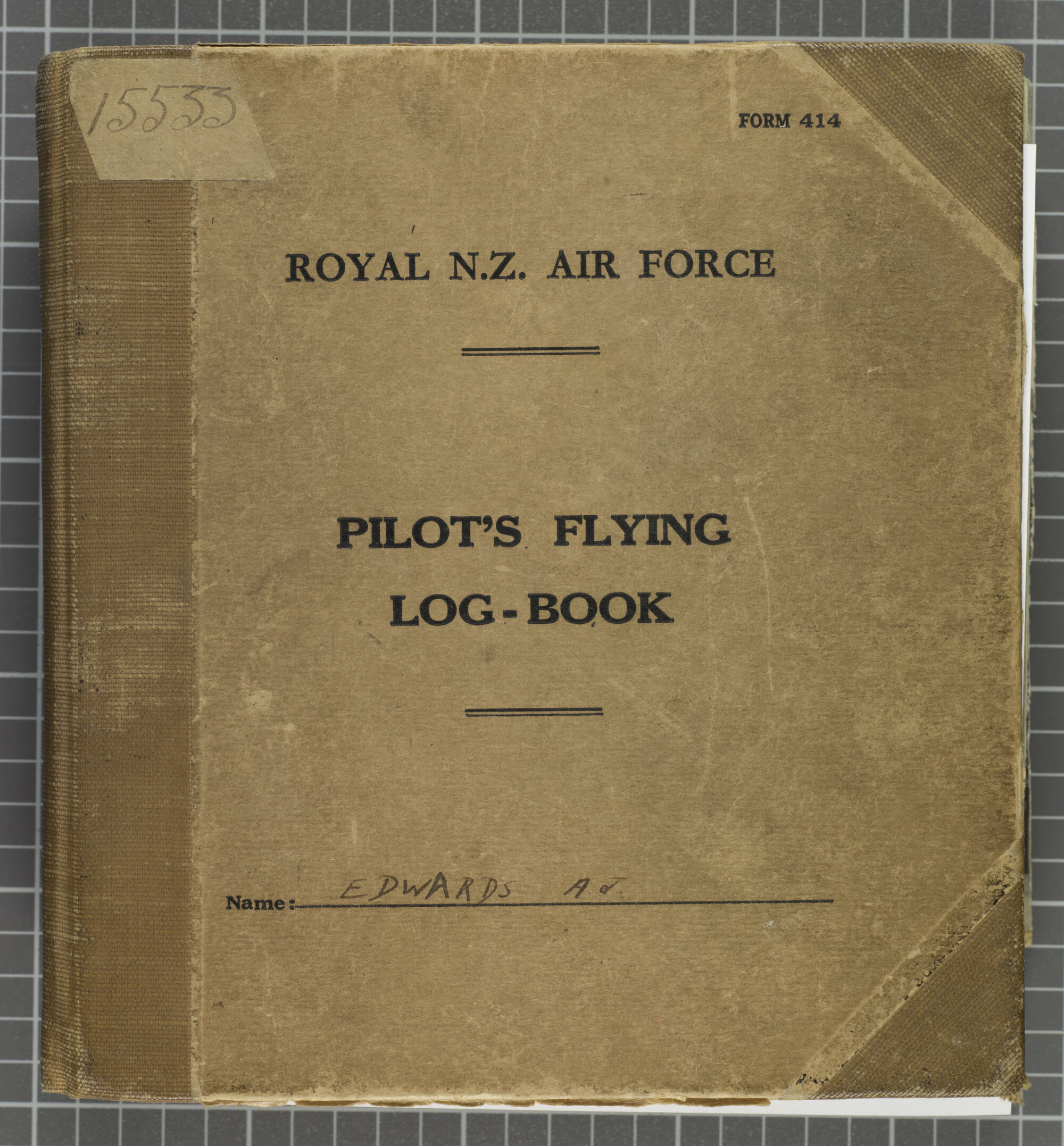 Allan Edwards' pilot's flying log book 