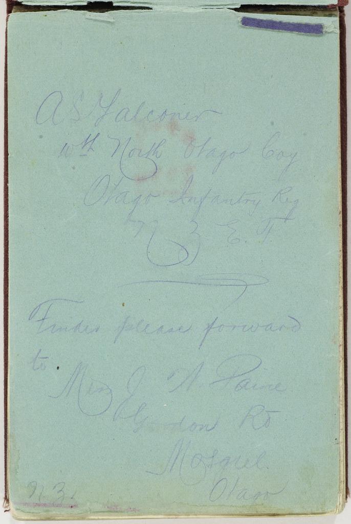 World War I diary of Alexander Smith Falconer
