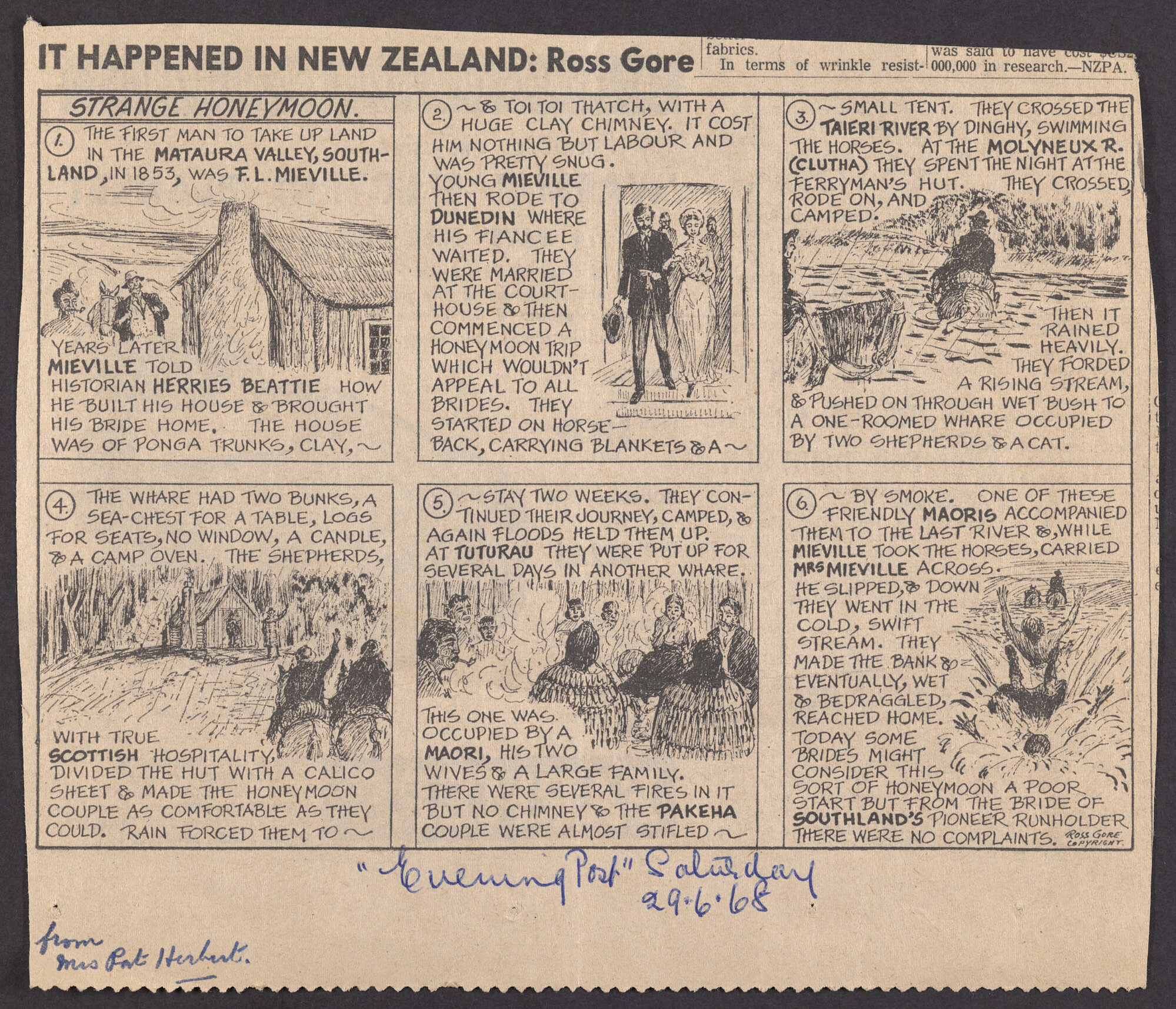 A collection of Ross Gore cartoon features