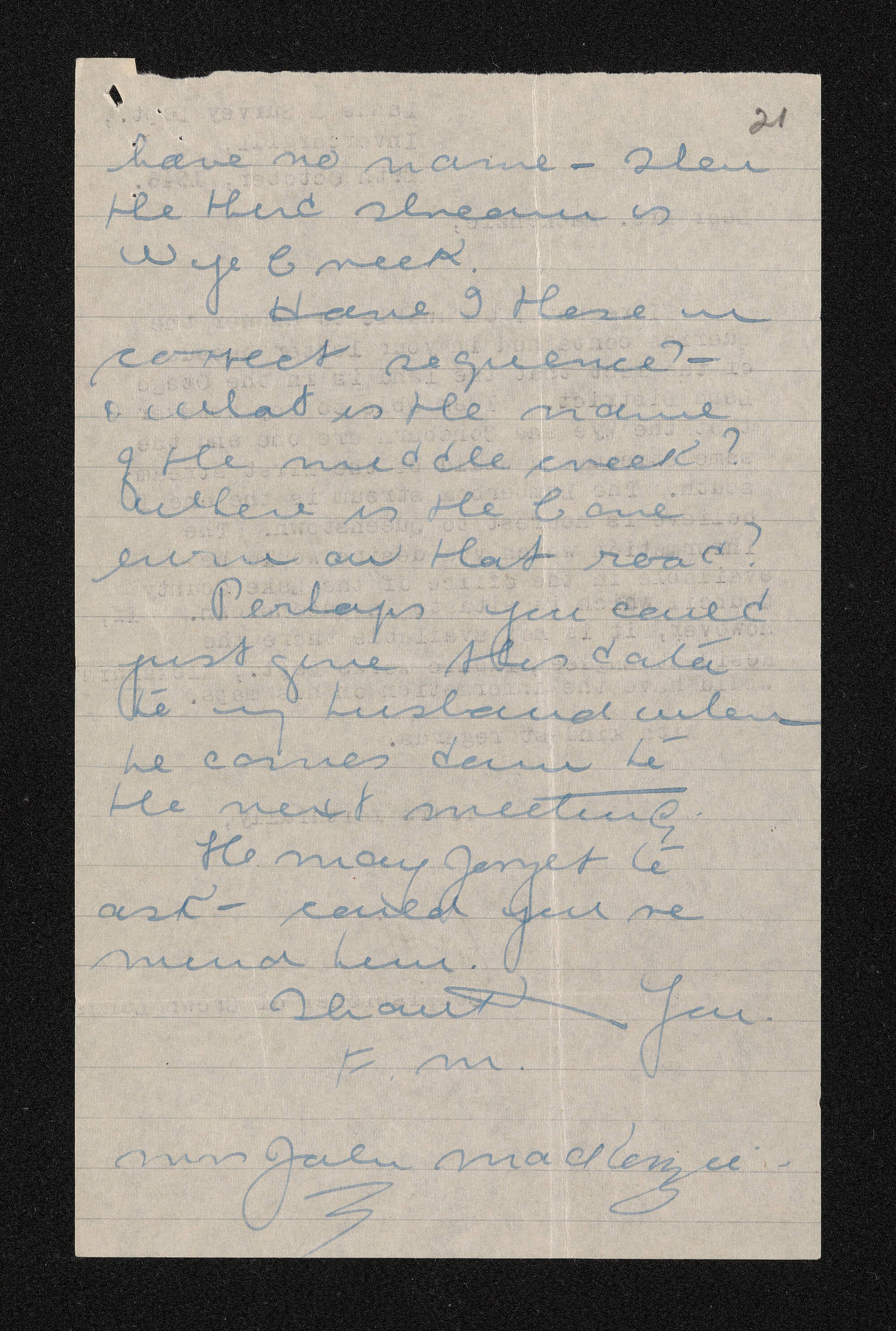 Letter, 29 October 1946, from Lands and Survey Department, Invercargill, to Mrs John MacKenzie