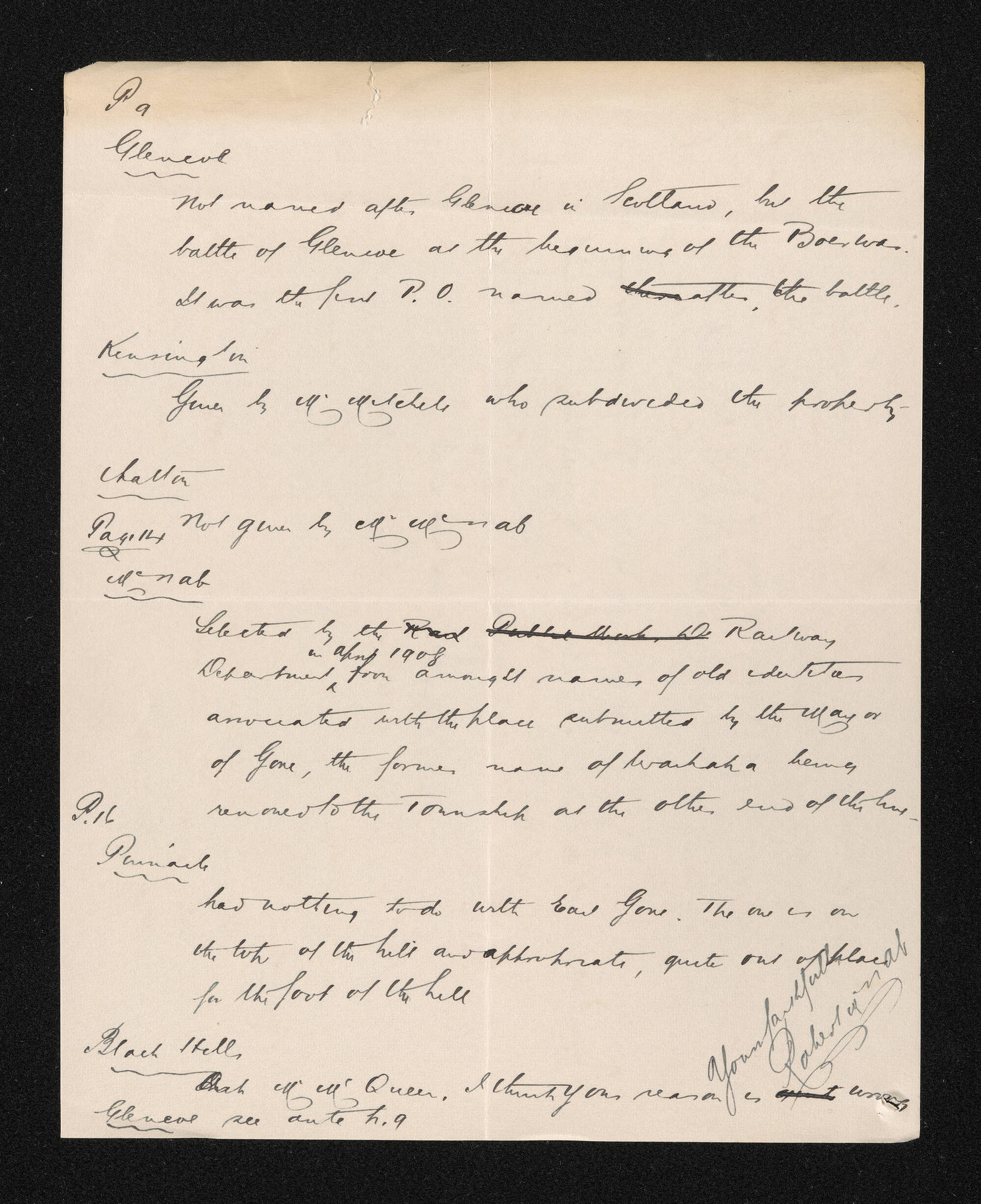 Letter, 21 March 1913, from Robert McNab, to Herries Beattie