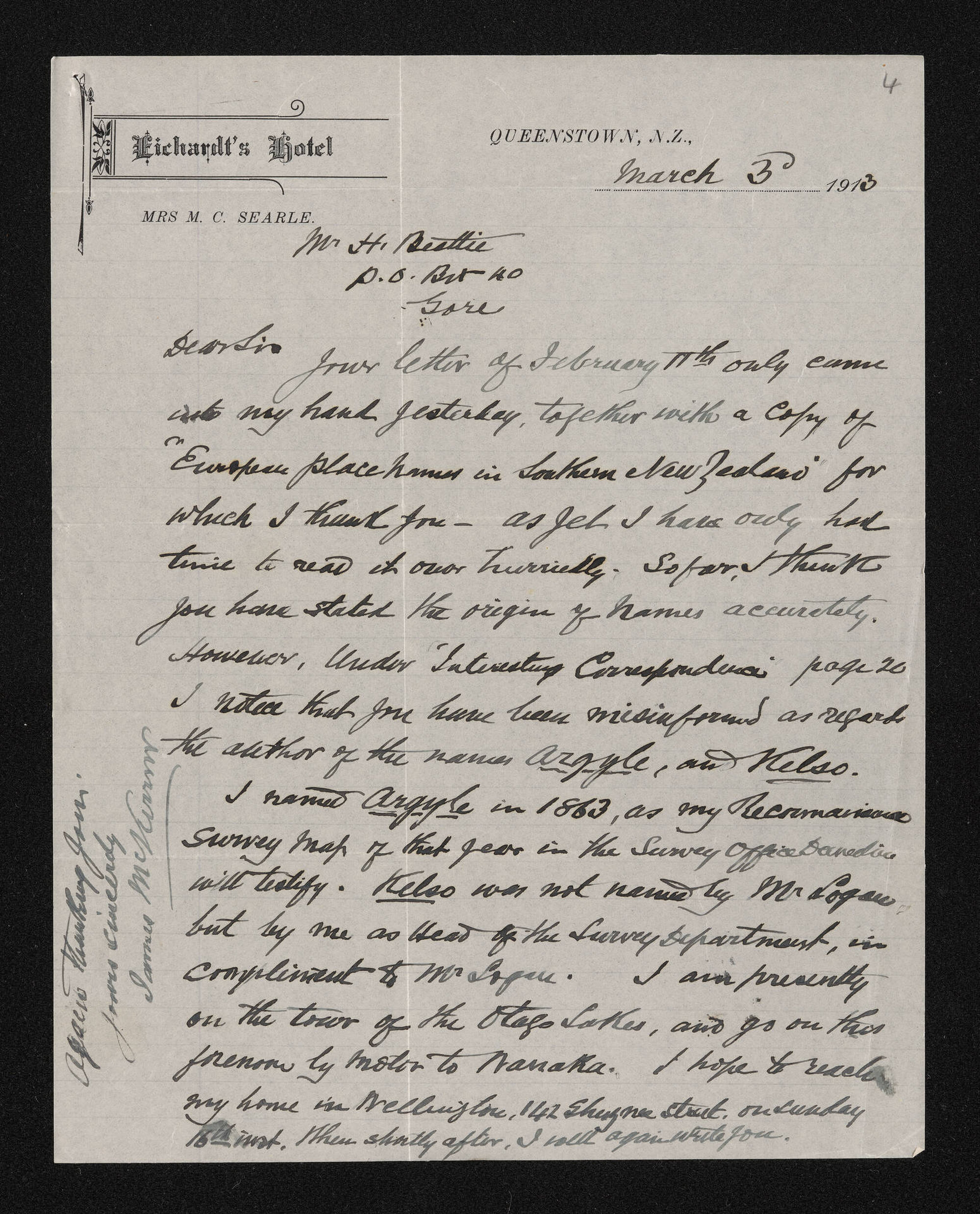 Letter, 3 March 1913, from James McKerrow, to Herries Beattie
