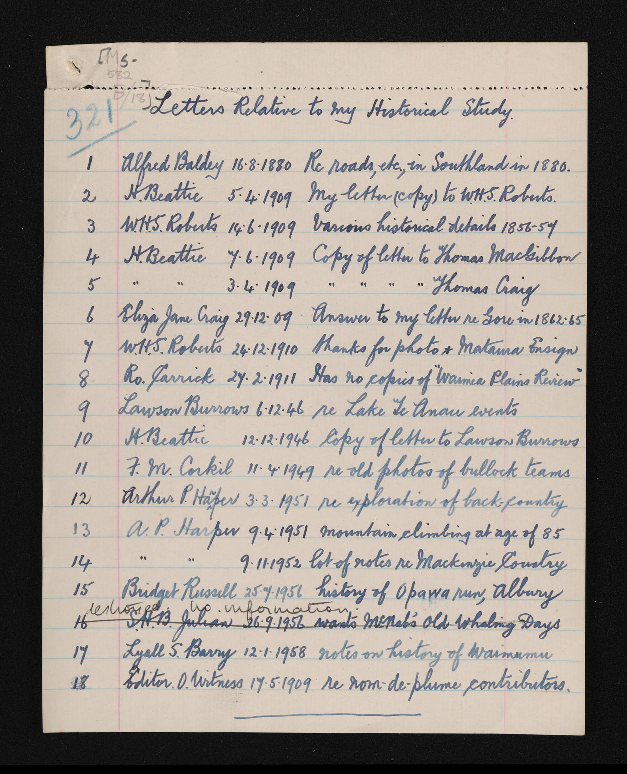 List of letters in folder
