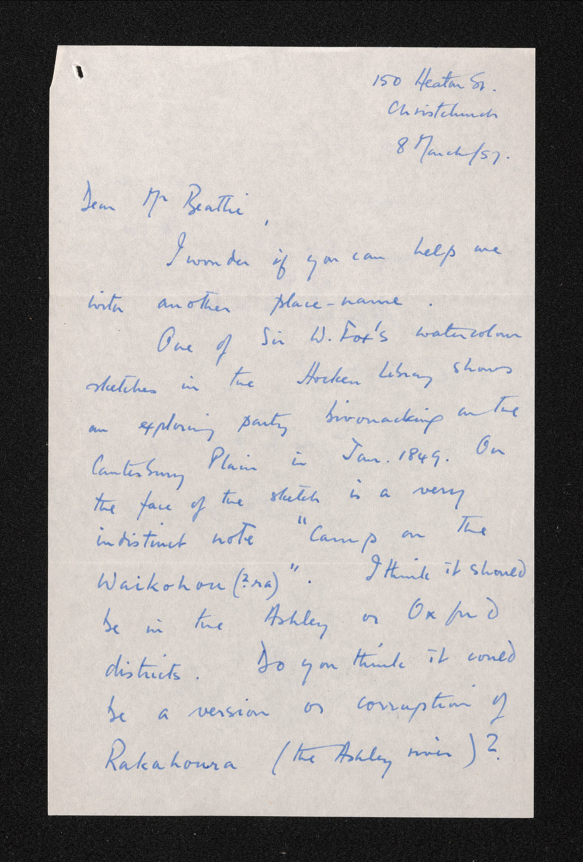 Letter, 8 March 1957, from Peter B. Maling, to Herries Beattie