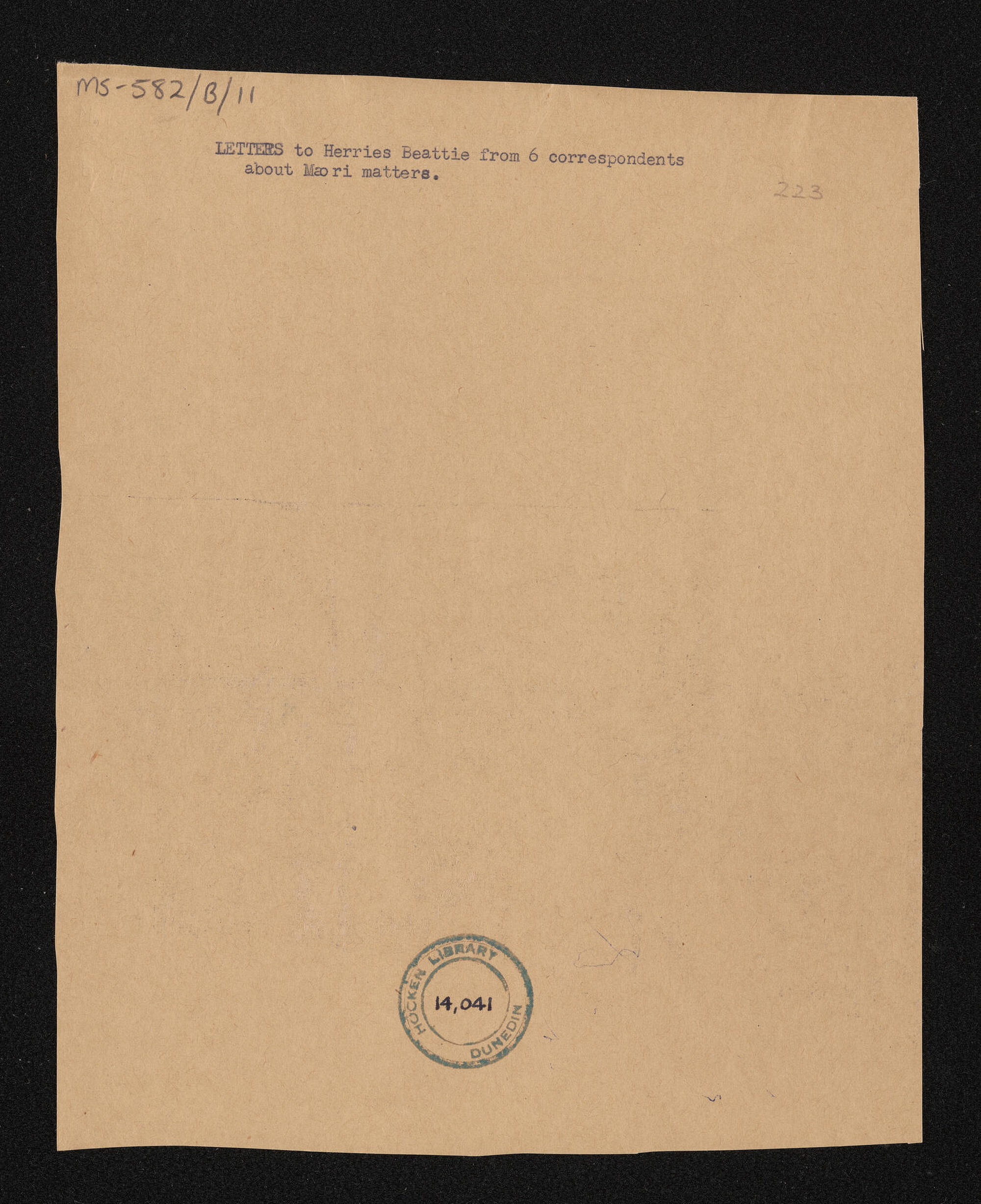 Cover page of letters about Māori matters