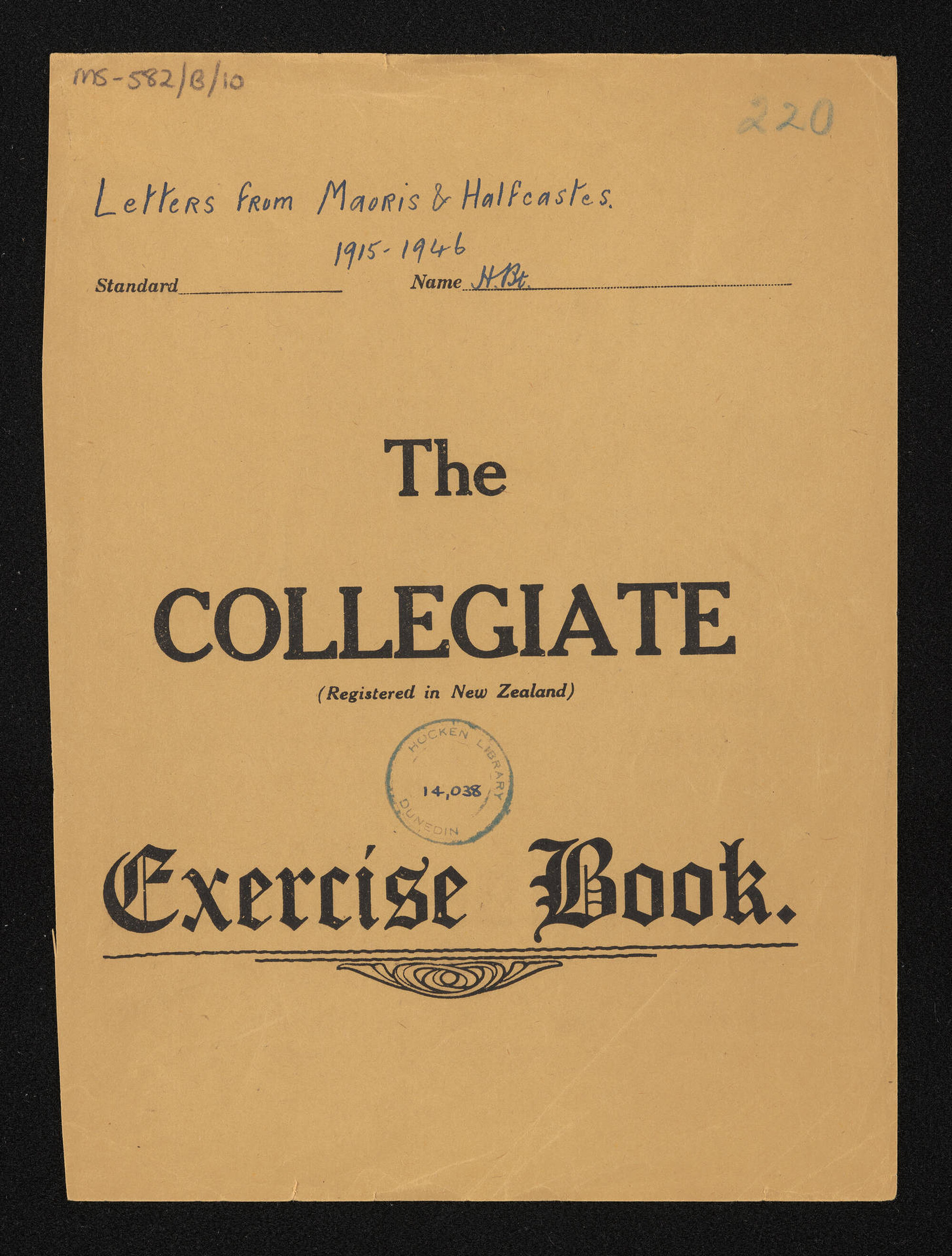 Cover page of letters in folder
